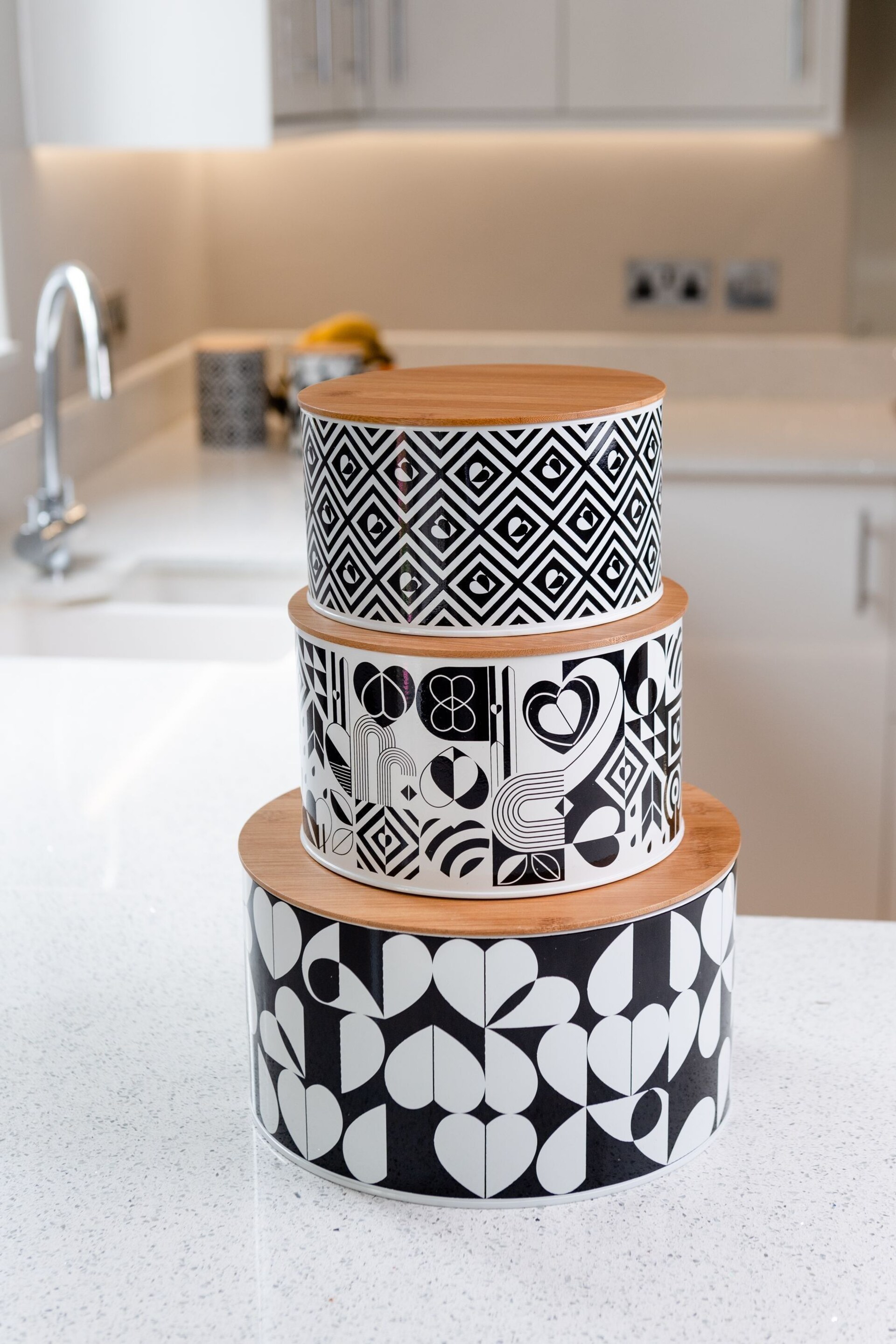 Beau And Elliot Black Set of 3 Monochrome Nesting Tins - Image 2 of 2