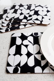 Beau And Elliot Set of 4 White Monochrome Brokenhearted Placemats - Image 2 of 4