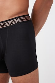 Black Metallic Pattern Waistband 4 pack A-Front Cotton Rich Boxers - Image 10 of 10