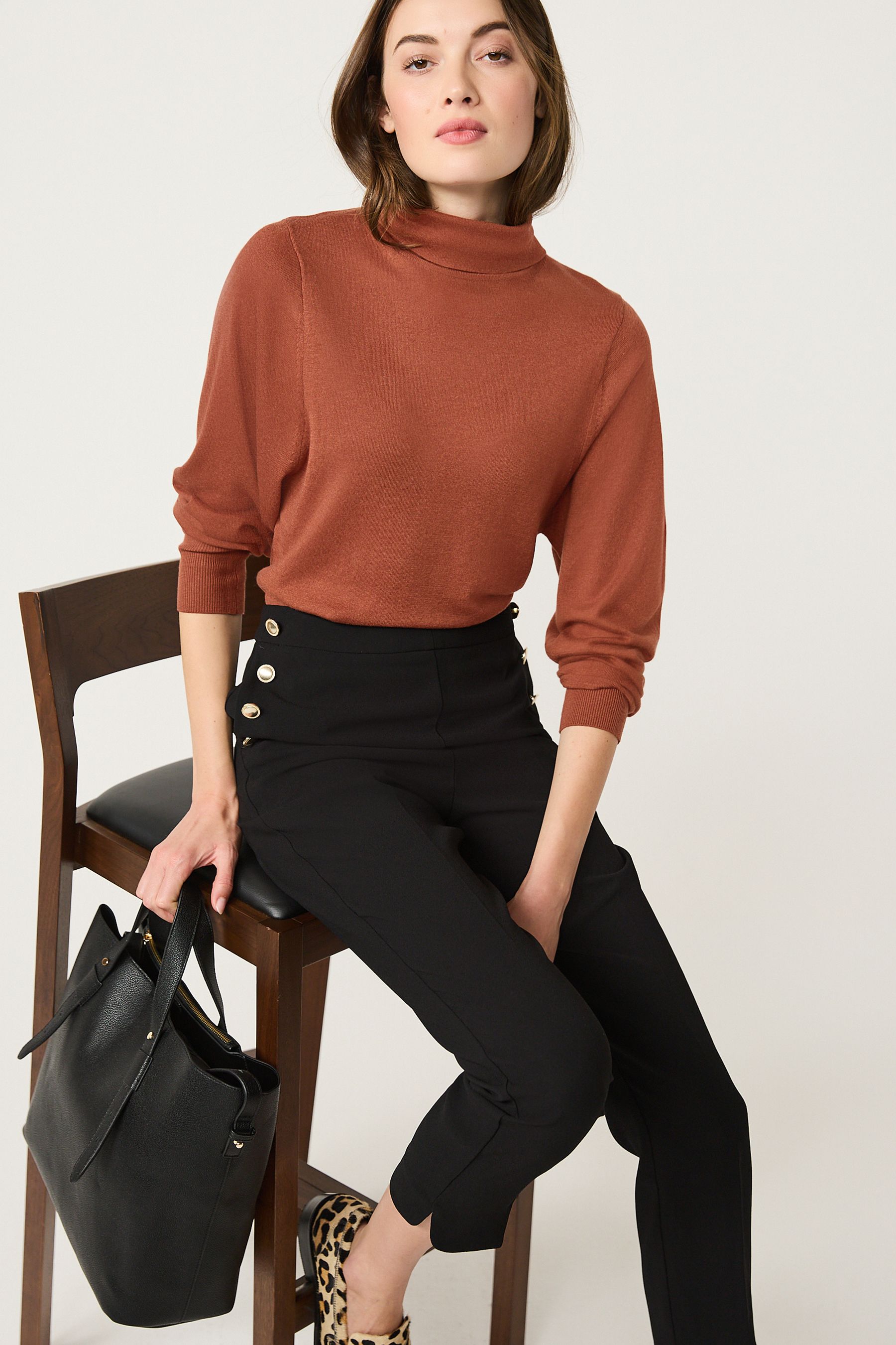 Buy Rust Brown Roll Neck Jumper from Next Poland