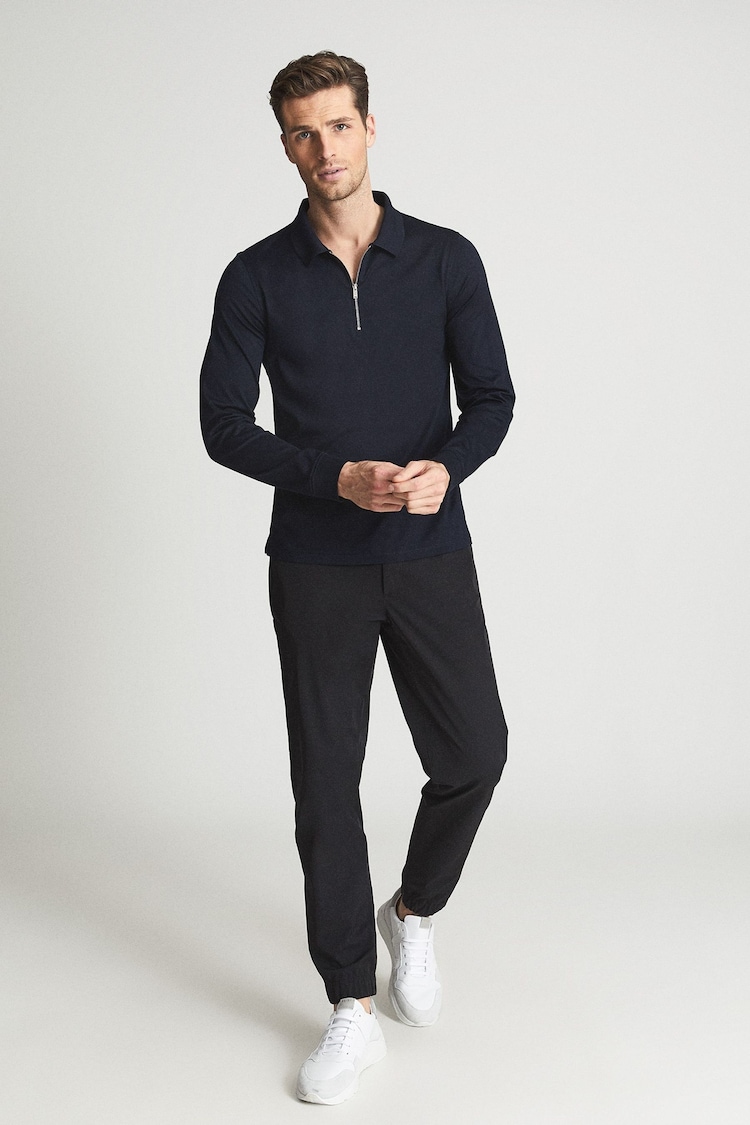 Reiss Navy Ashdown Golf Half Zip Polo Shirt - Image 1 of 6