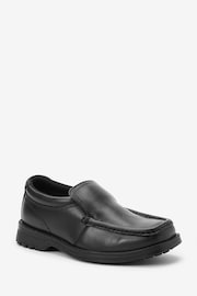 Black Wide Fit (G) School Leather Loafer Shoes - Image 3 of 9