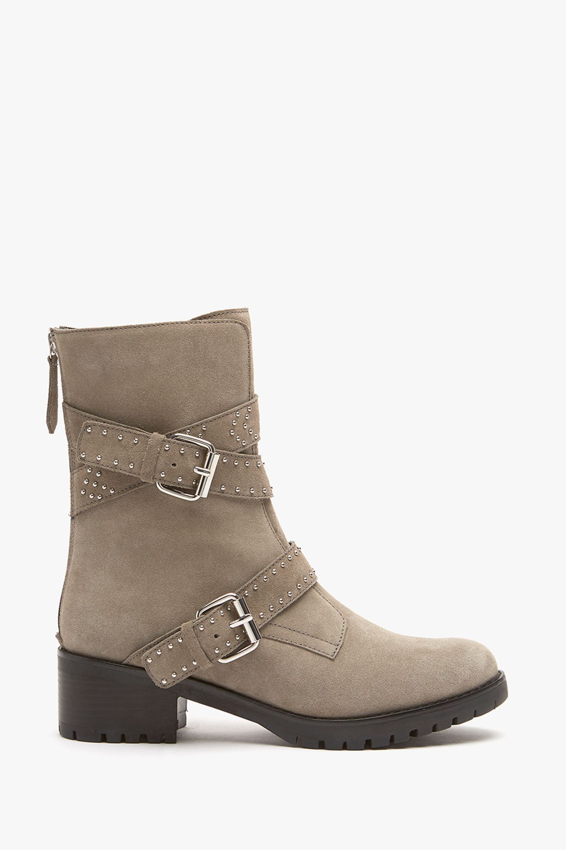 Buy Mint Velvet Grey Abby Suede Biker Boots from Next Lithuania