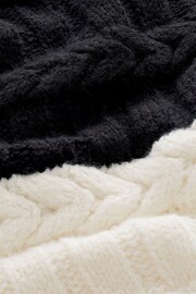 Black/White Colourblock Cable Detail High Neck Jumper - Image 6 of 8