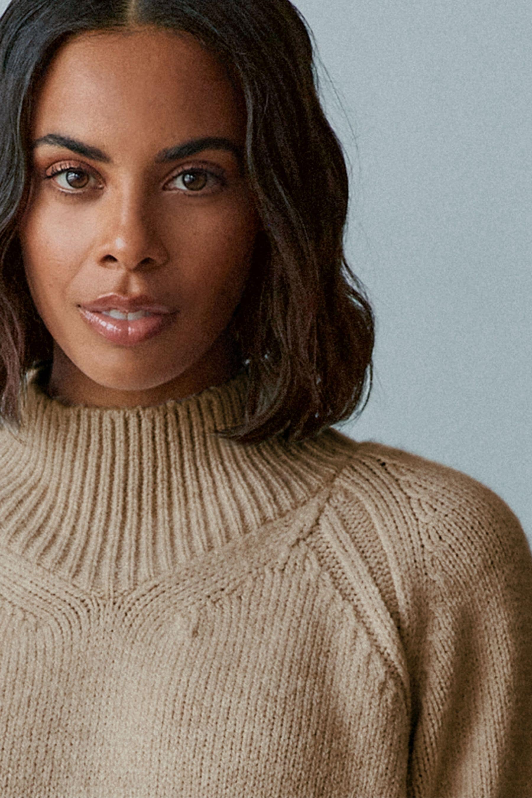 Buy Camel Brown High Neck Long Line Jumper from Next Ireland