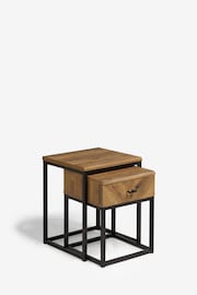 Dark Bronx Chevron Storage Set of 2 Oak Effect Nest of Tables - Image 7 of 10