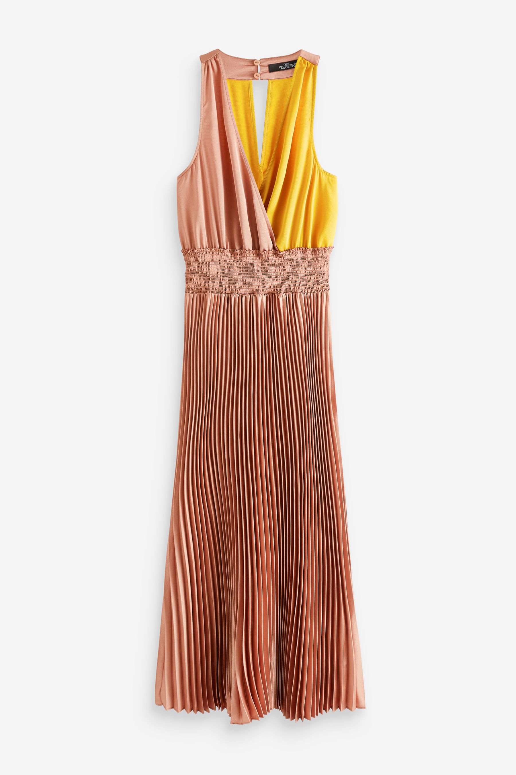 Buy Pink Yellow Satin Wrap Front Pleated Midi Dress from Next Ireland
