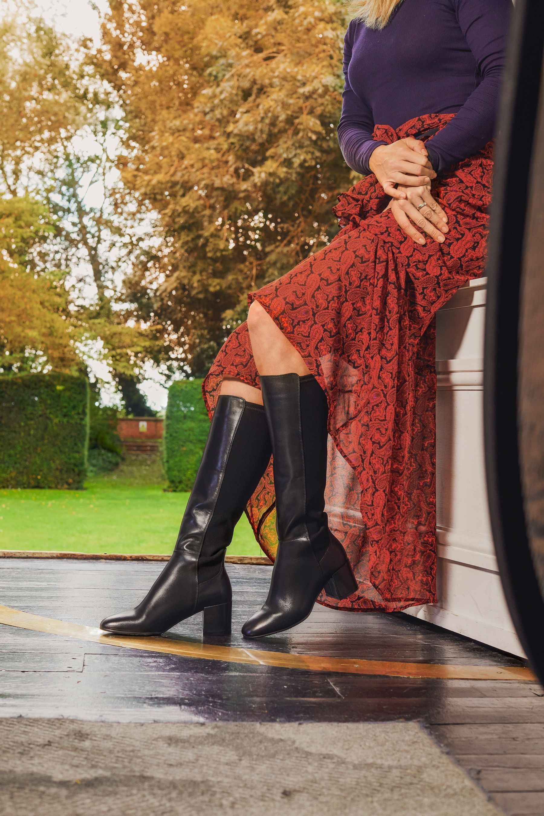 Buy Jones Bootmaker Women s Black Bari Leather Knee Boots from Next Luxembourg