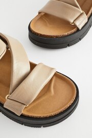 Taupe Brown Leather Soft Asymmetric Chunky Wedge - Image 5 of 6