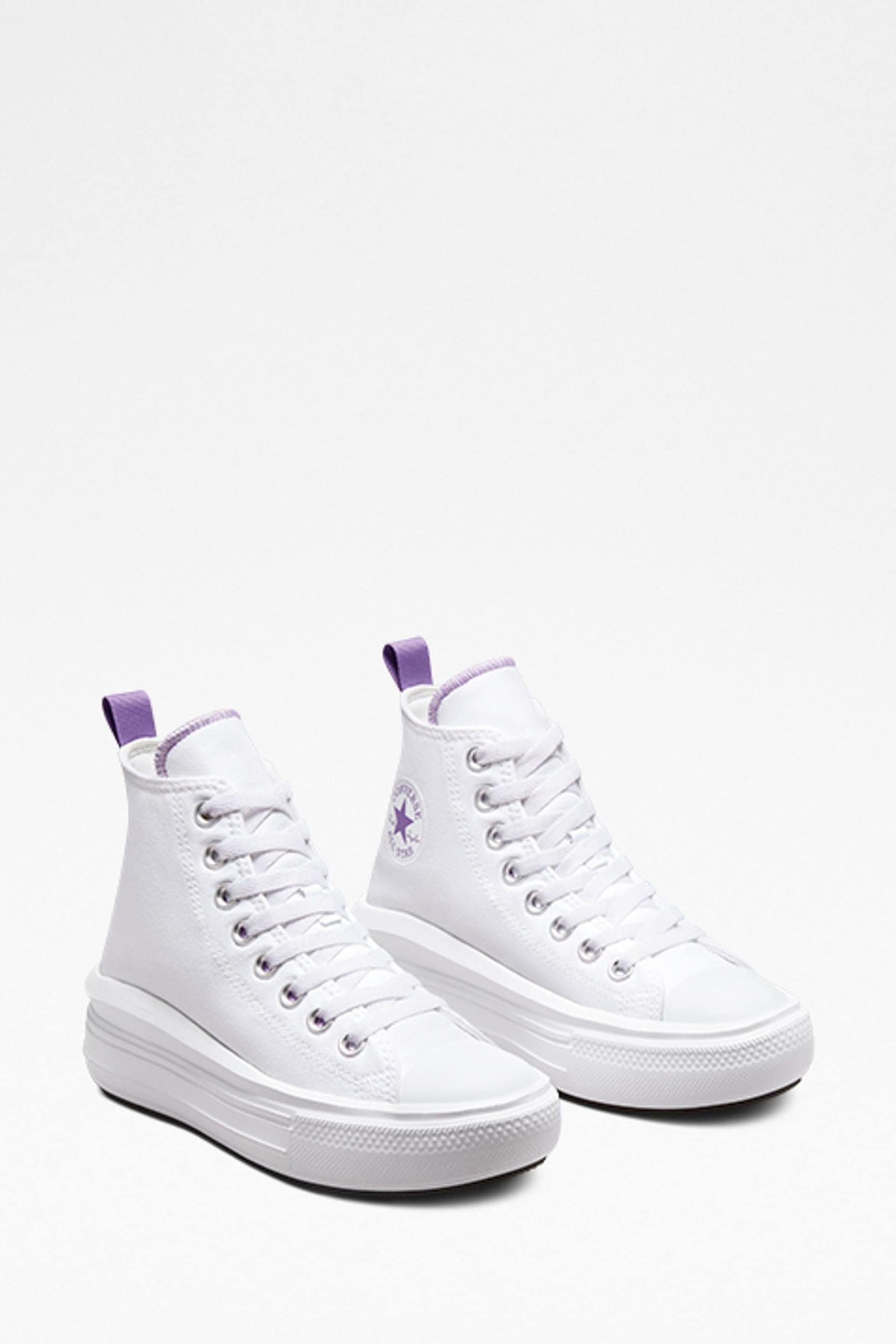 Converse White Move High Top Youth Trainers - Image 3 of 6