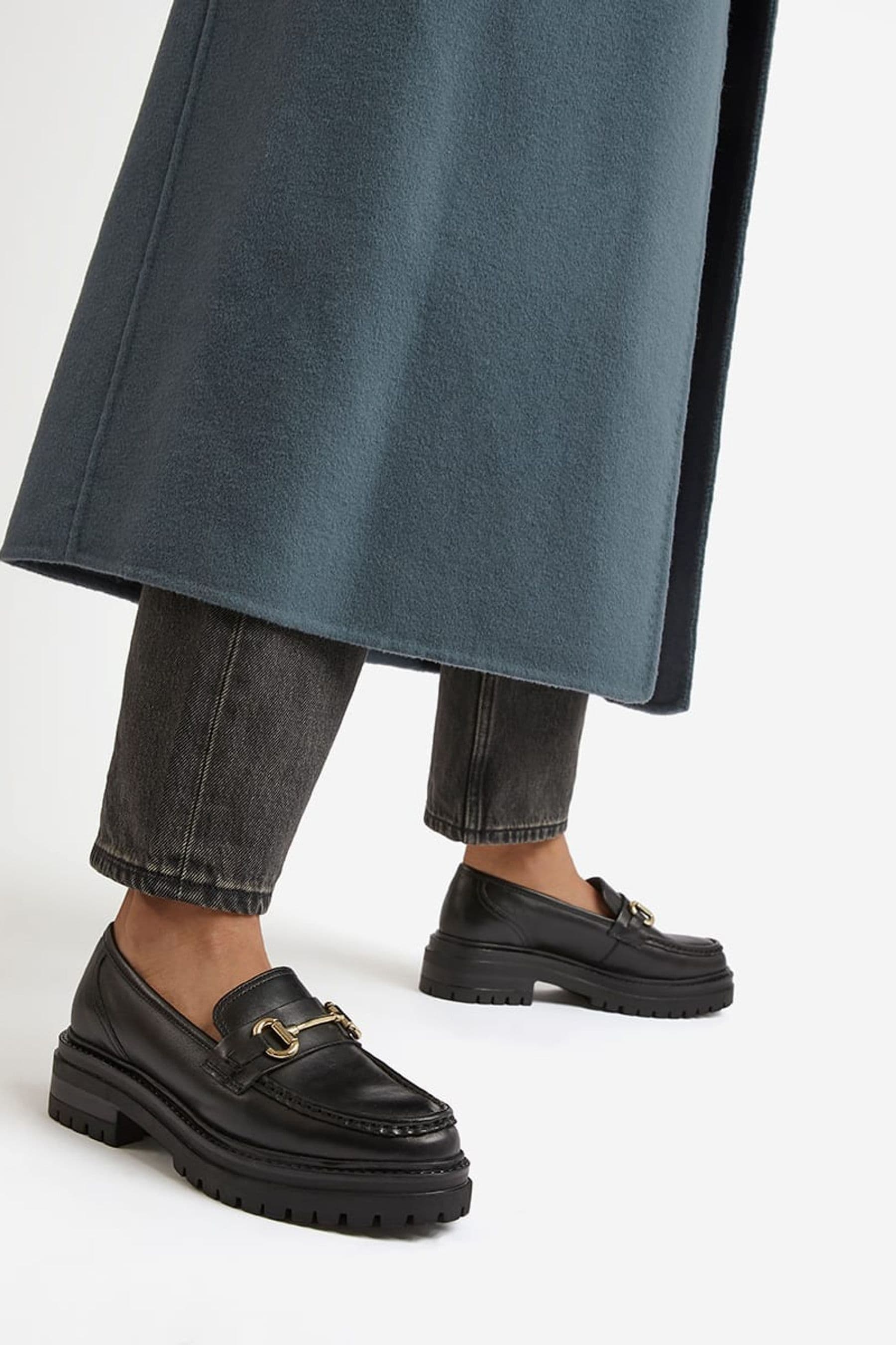 Buy Dune London Black Wide Fit Gallagher Chunky Snaffle Trim Loafers from Next Luxembourg