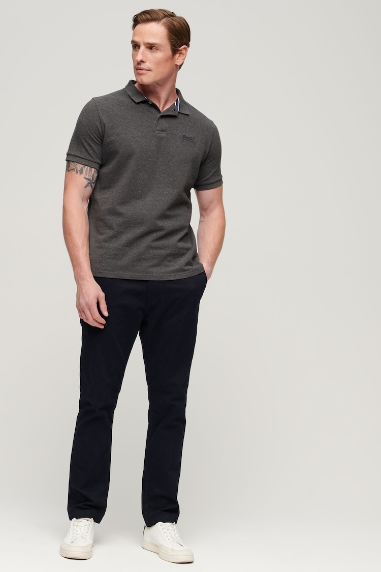 Superdry Dark Grey Classic Pique Polo Shirt - Image 2 of 6