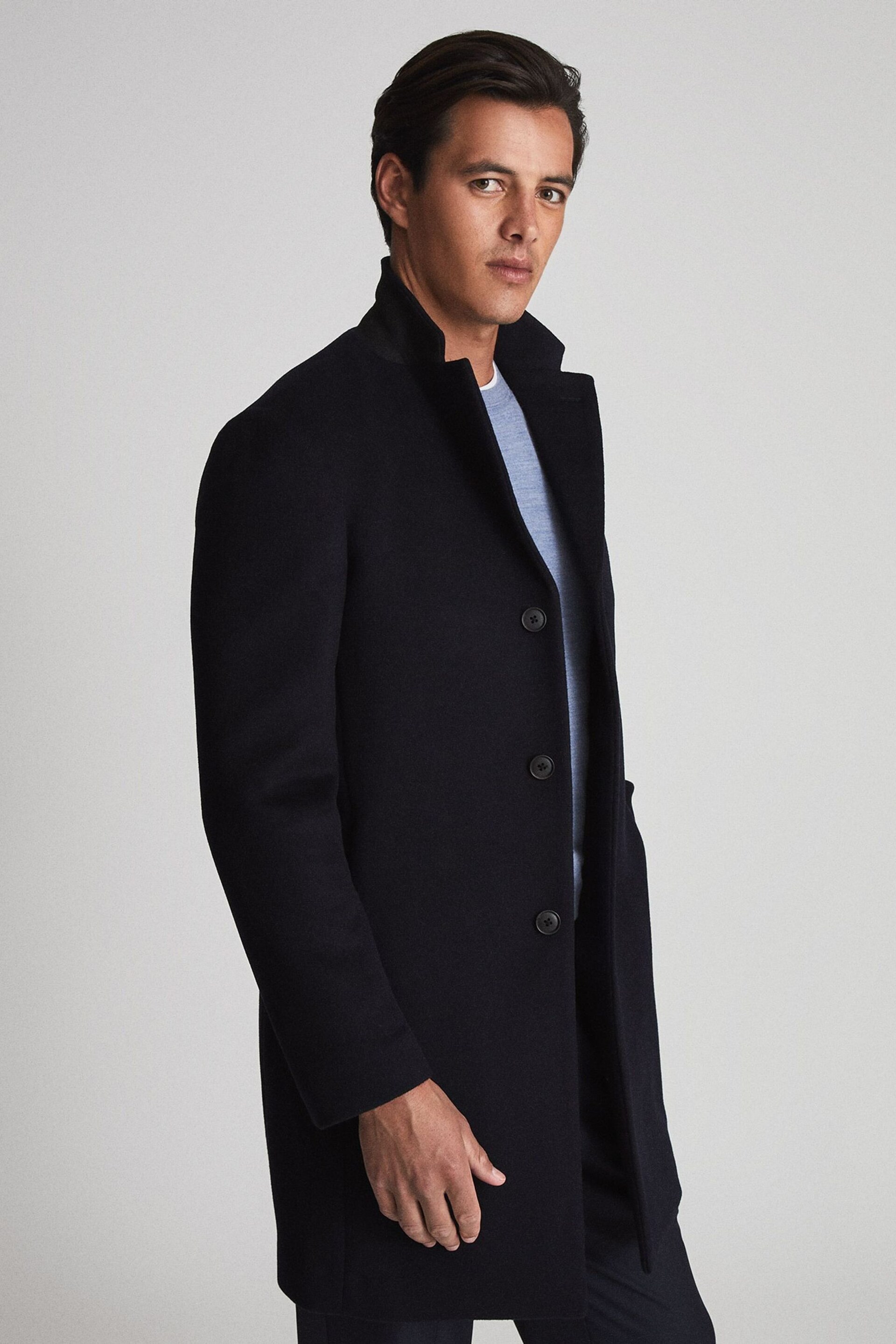 Reiss Blue Gable Wool Blend Epsom Overcoat - Image 4 of 6