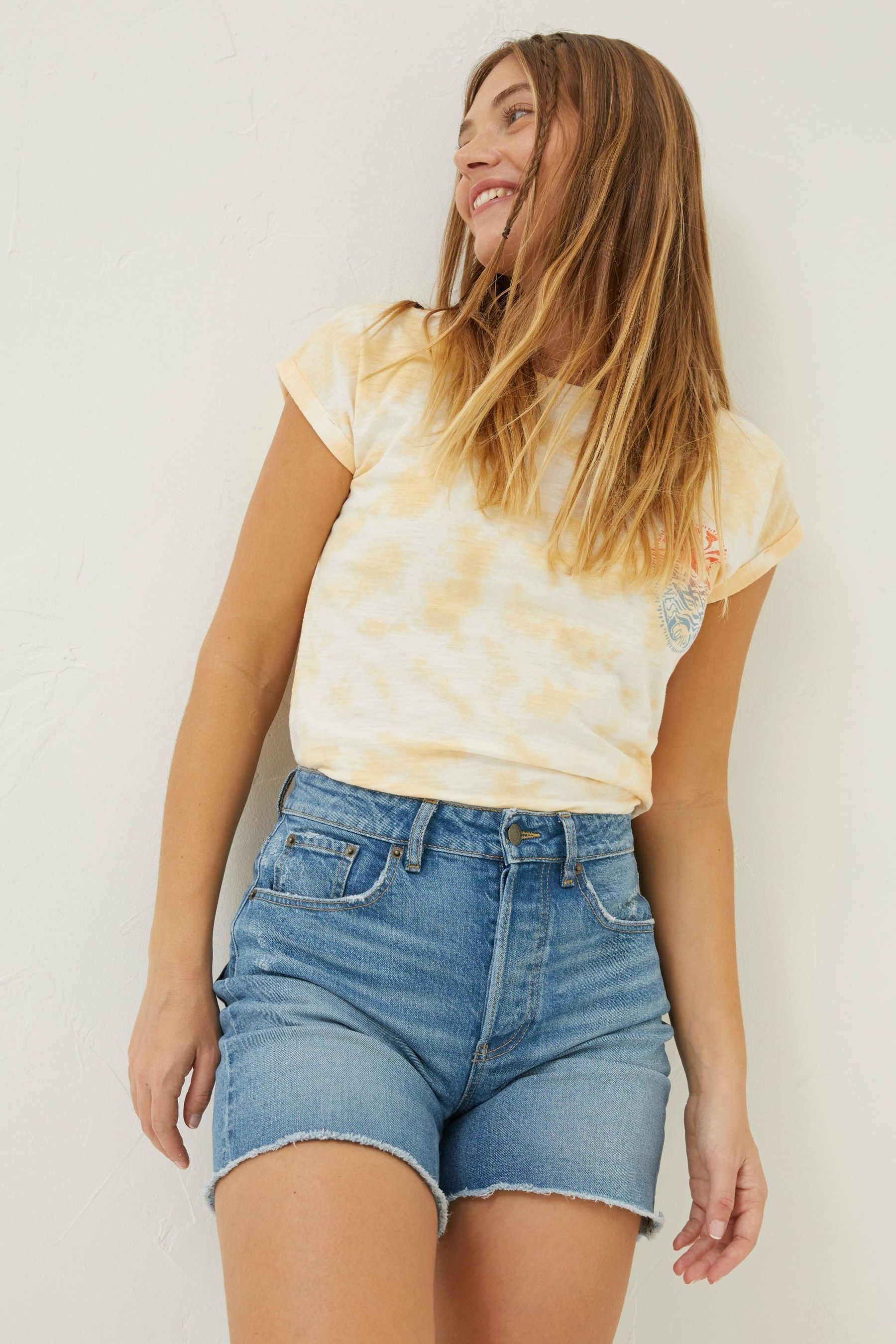 Buy FatFace Blue Courtney Cut Off Denim Shorts from Next Luxembourg