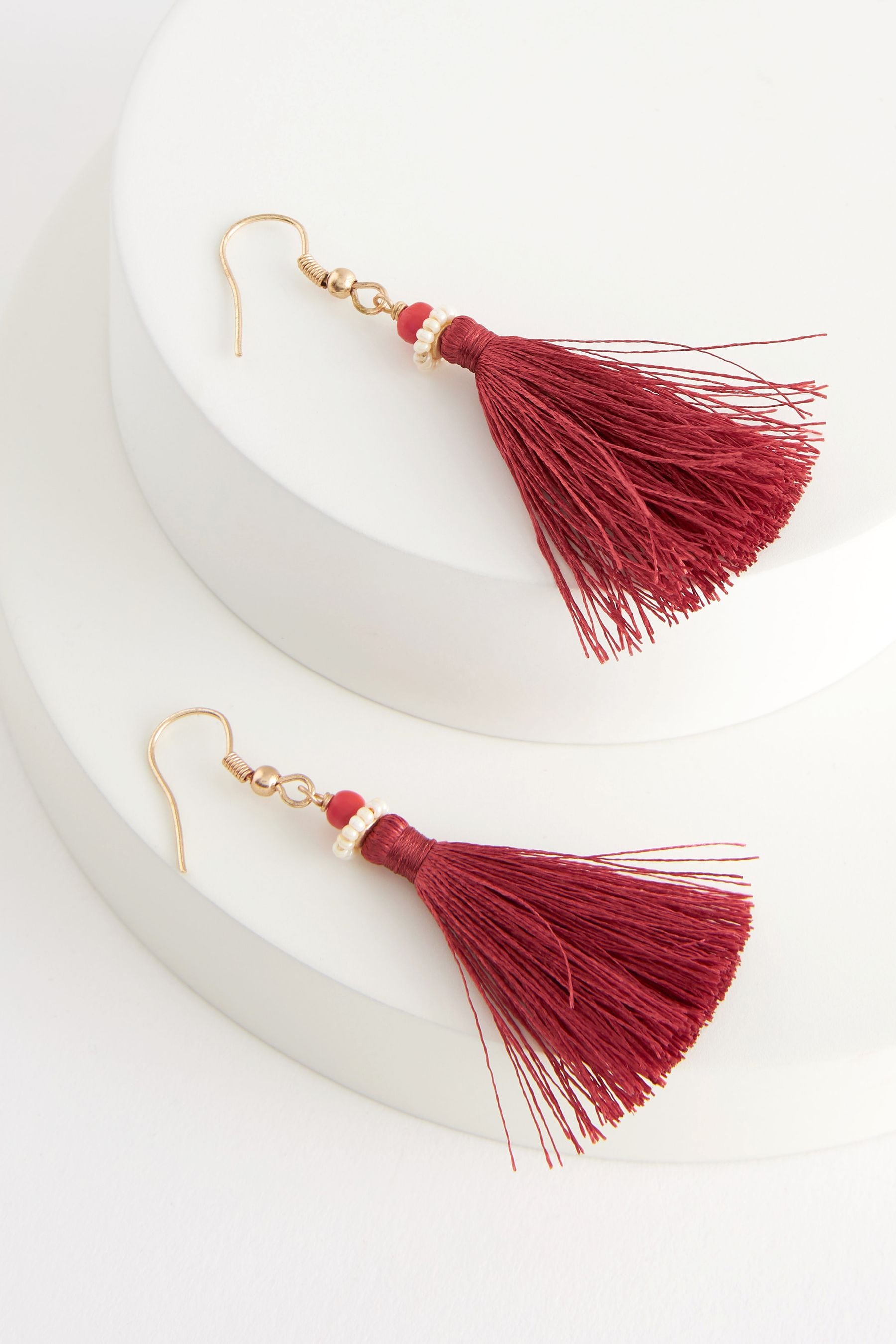 Buy Red Tassel Earrings from Next Luxembourg