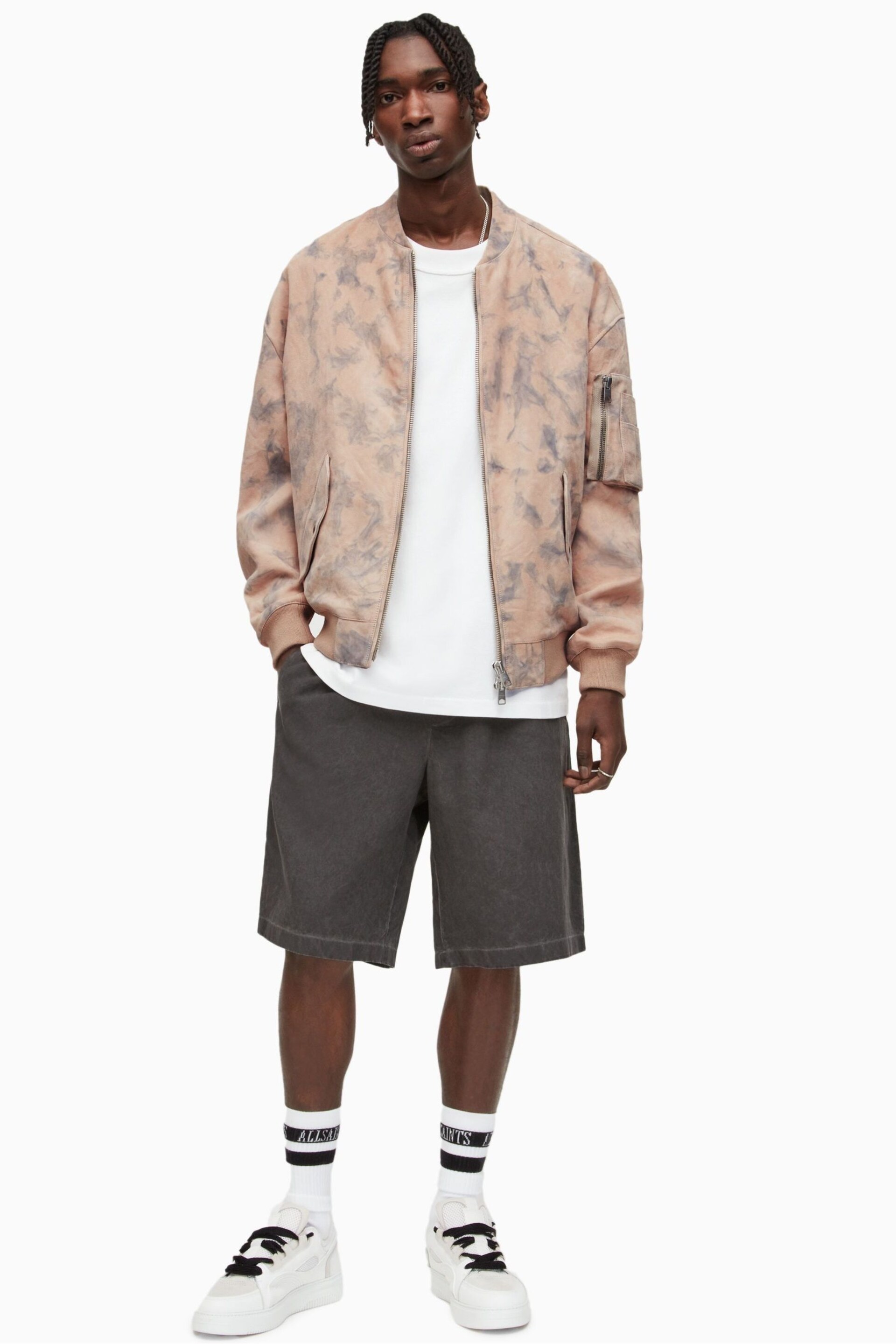 AllSaints Brown Awari Oversized Bomber - Image 3 of 6