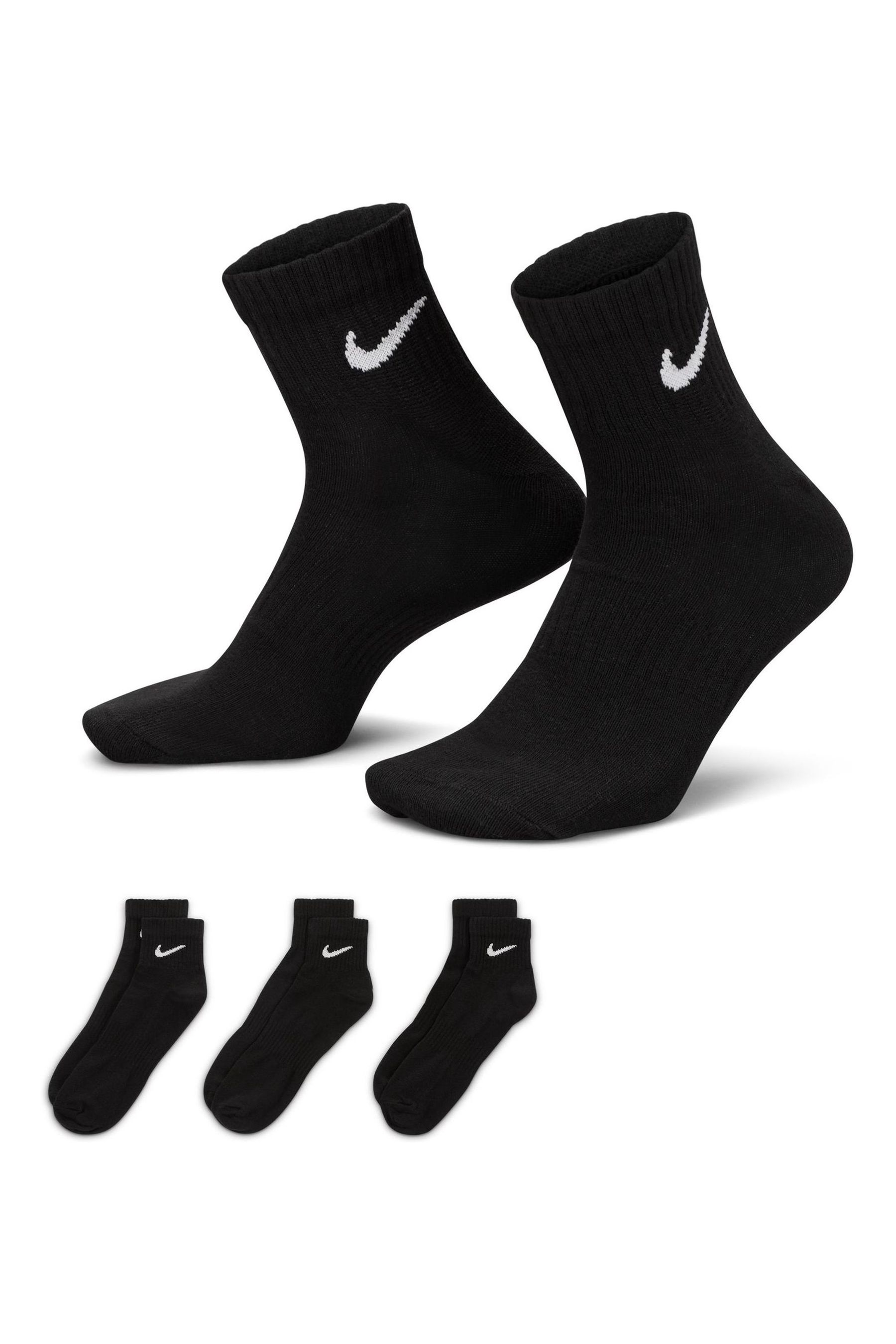 Buy Nike Black Lightweight Everyday Ankle Socks 3 Pack from the Next UK online shop