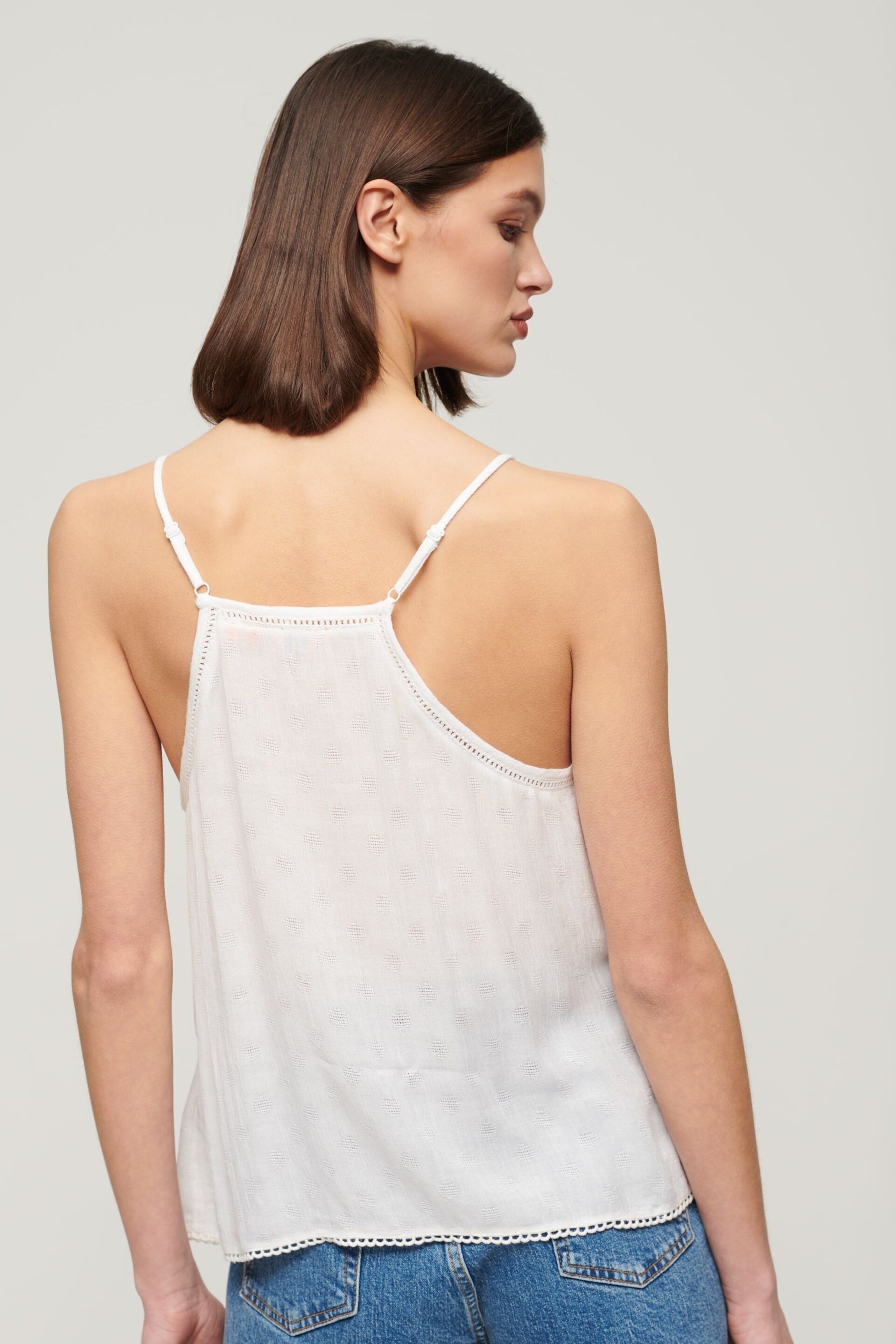 Superdry White Vintage Ladder Trim Cami Top - Image 12 of 12