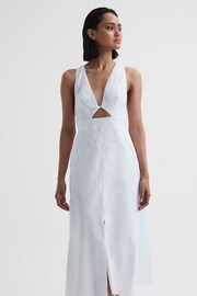 Reiss Ivory Rhoda Cotton-Linen Midi Dress - Image 5 of 5