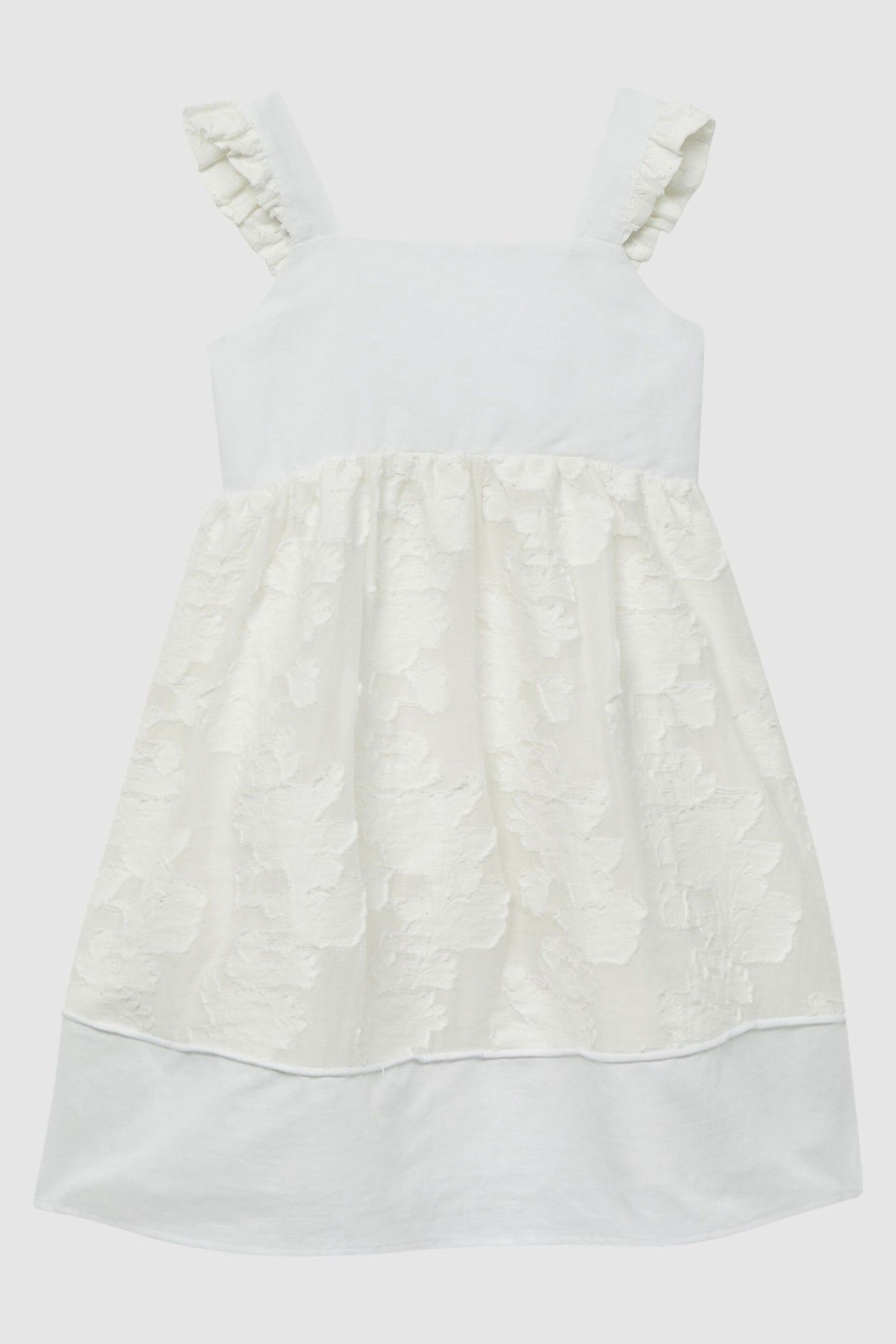 Reiss White Abby Senior Lace Detail Bow Back Dress - Image 2 of 6