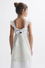 Reiss White Abby Senior Lace Detail Bow Back Dress - Image 5 of 6