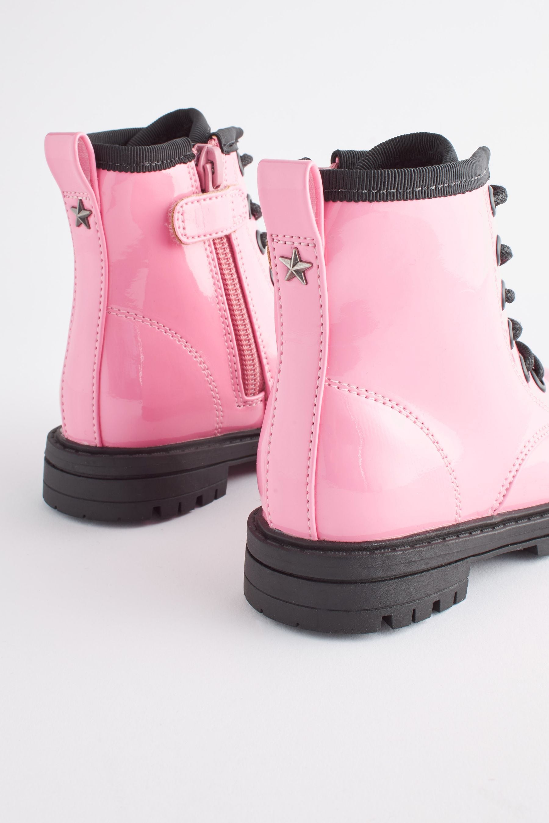 Buy Pink Wide Fit G Warm Lined Lace Up Boots from Next Luxembourg