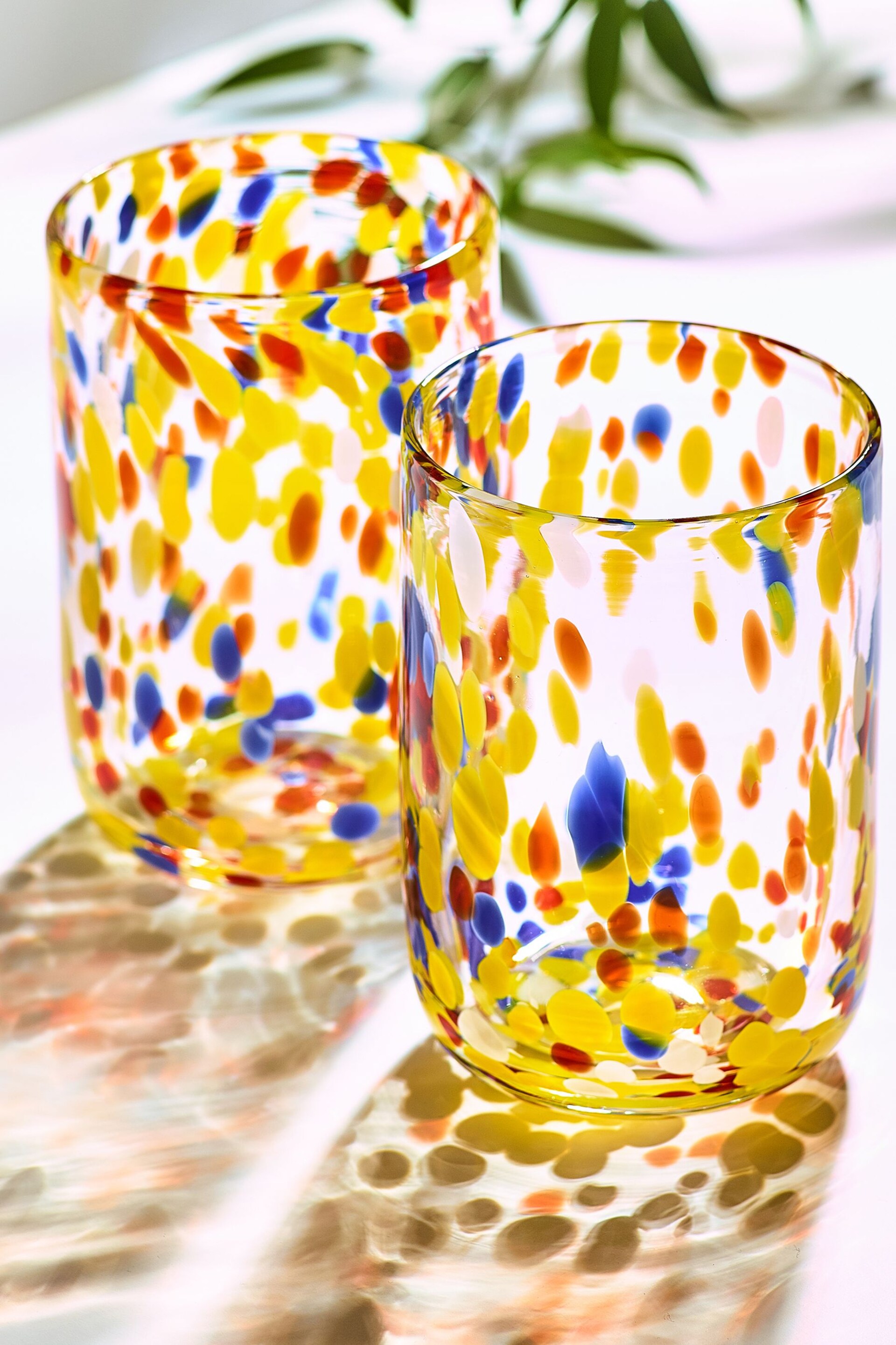 Multi Set of 2 Bright Confetti Tumbler Glasses - Image 2 of 4