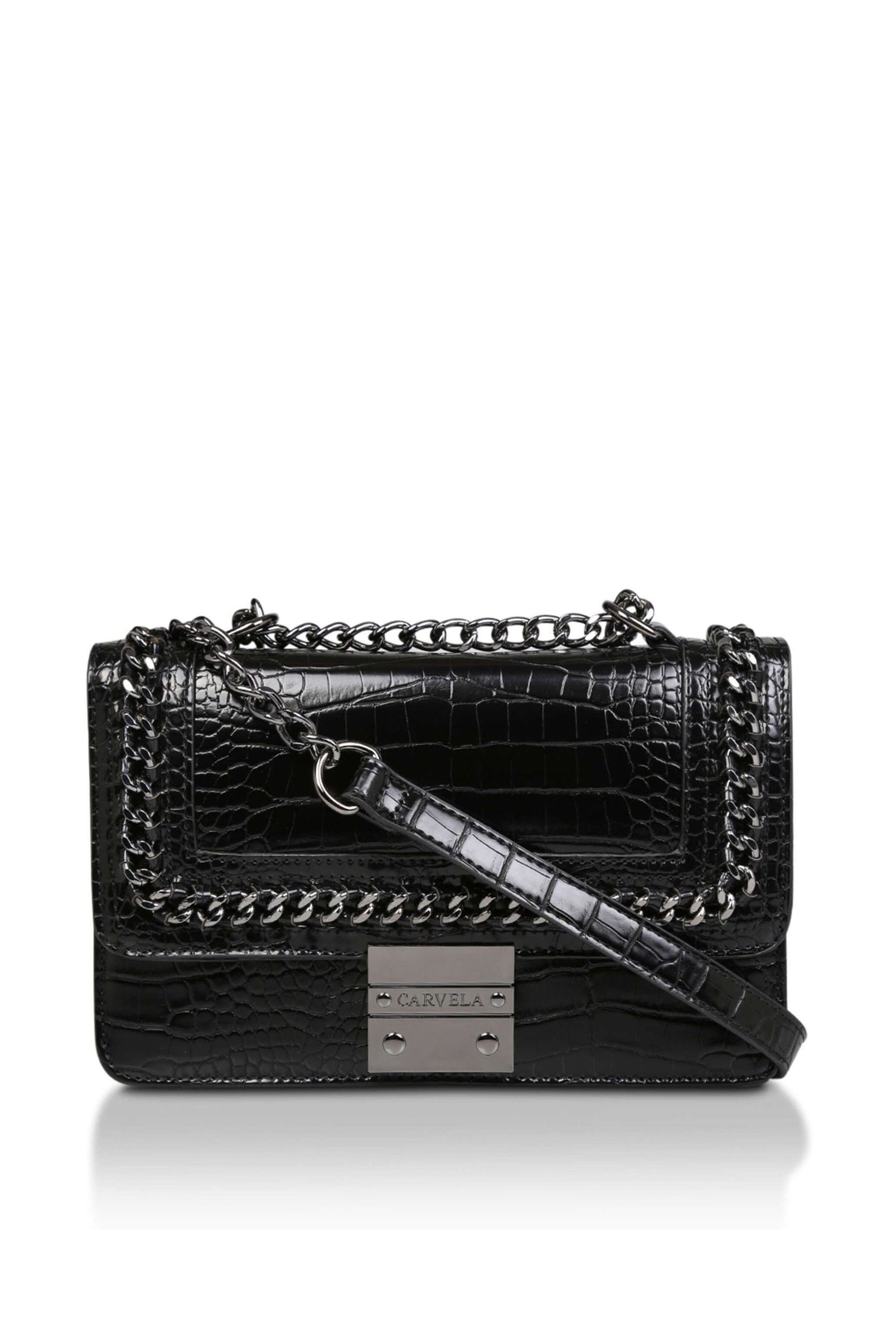 Carvela black croc bag clearance