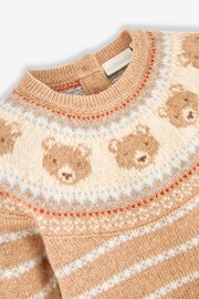 JoJo Maman Bébé Stone Bear Fair Isle Knitted Baby All-In-One - Image 2 of 3