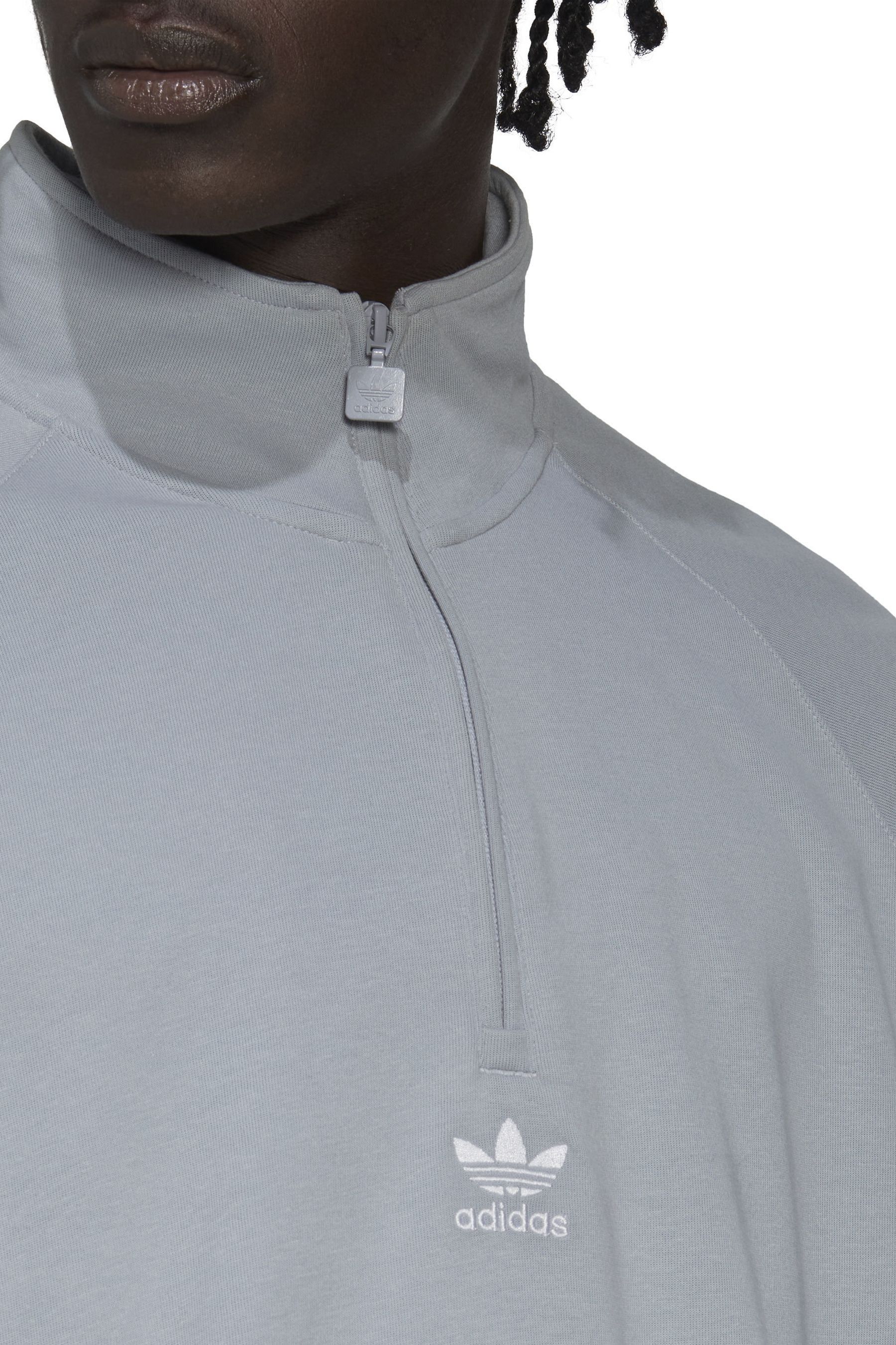 Adidas originals sprt logo half zip sweatshirt in grey sales