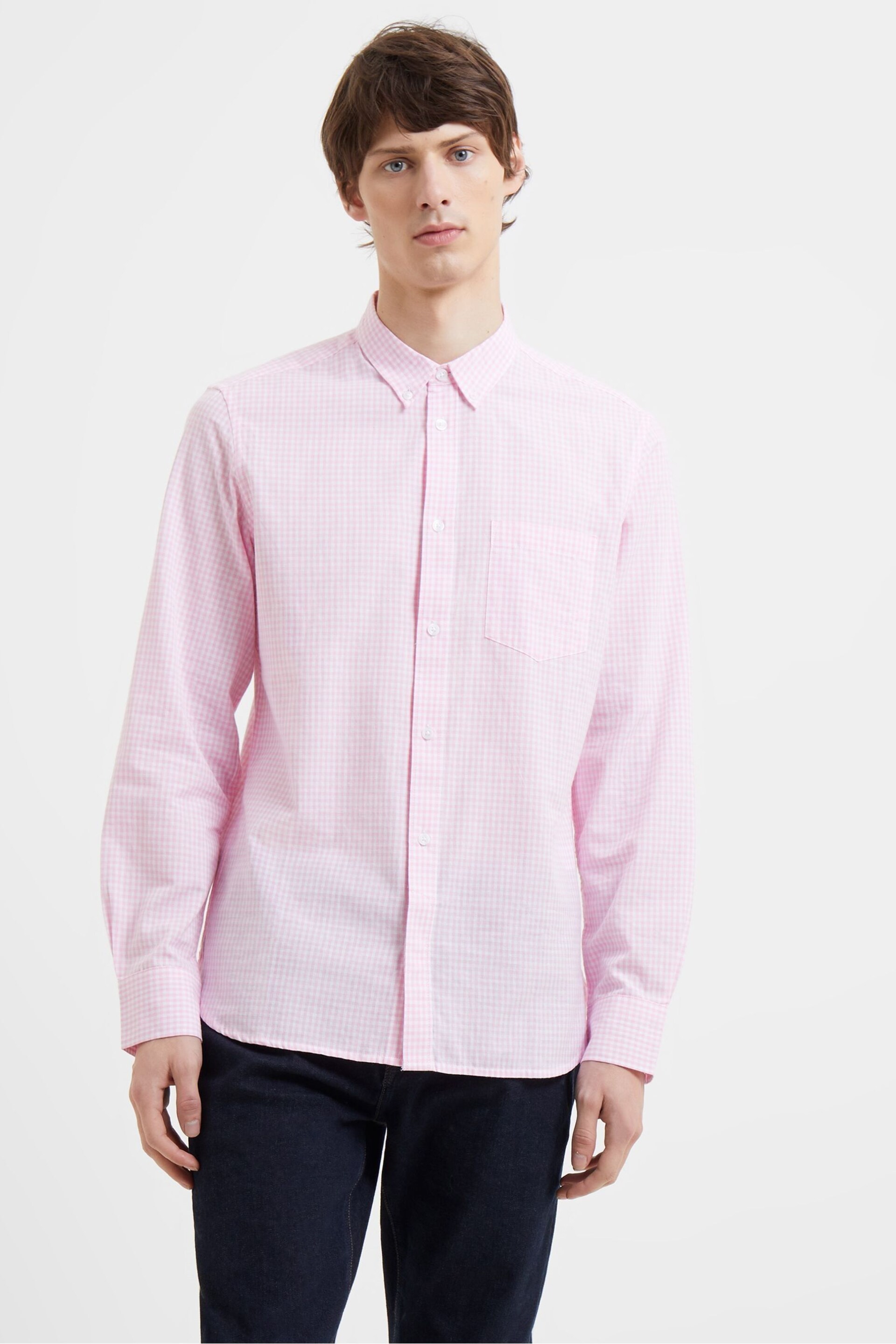 French Connection Pink Gingham Long Sleeve Shirt - Image 1 of 3