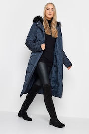 Long Tall Sally Blue Faux Fur Trim Padded Coat - Image 3 of 4