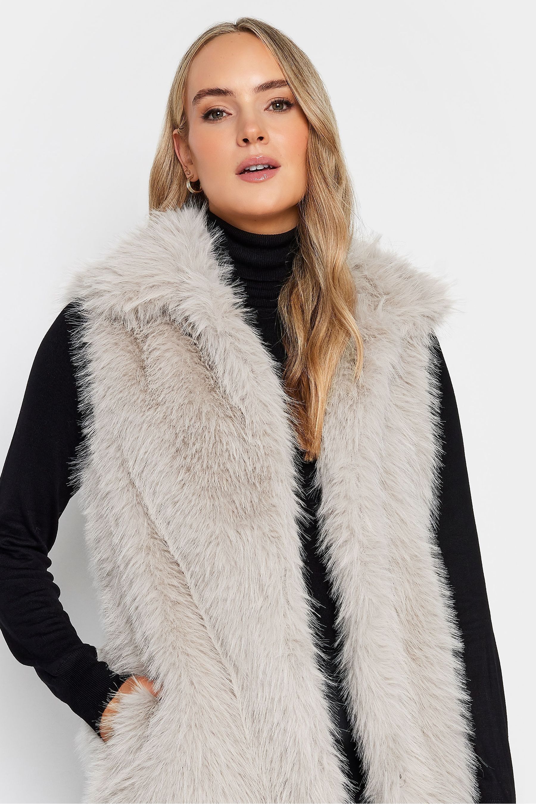 Long faux fur gilet shop