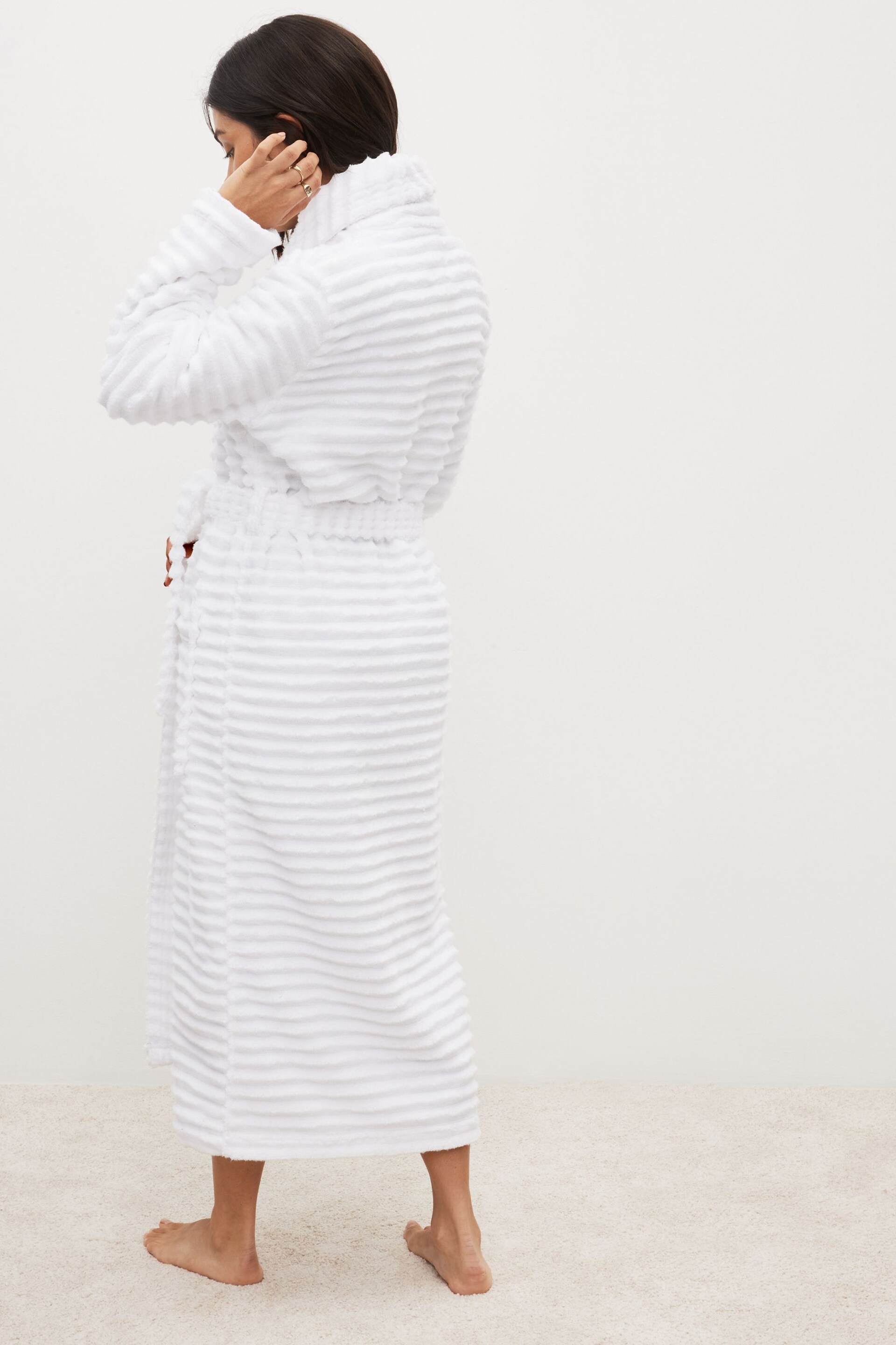 White Towelling Dressing Gown - Image 2 of 4