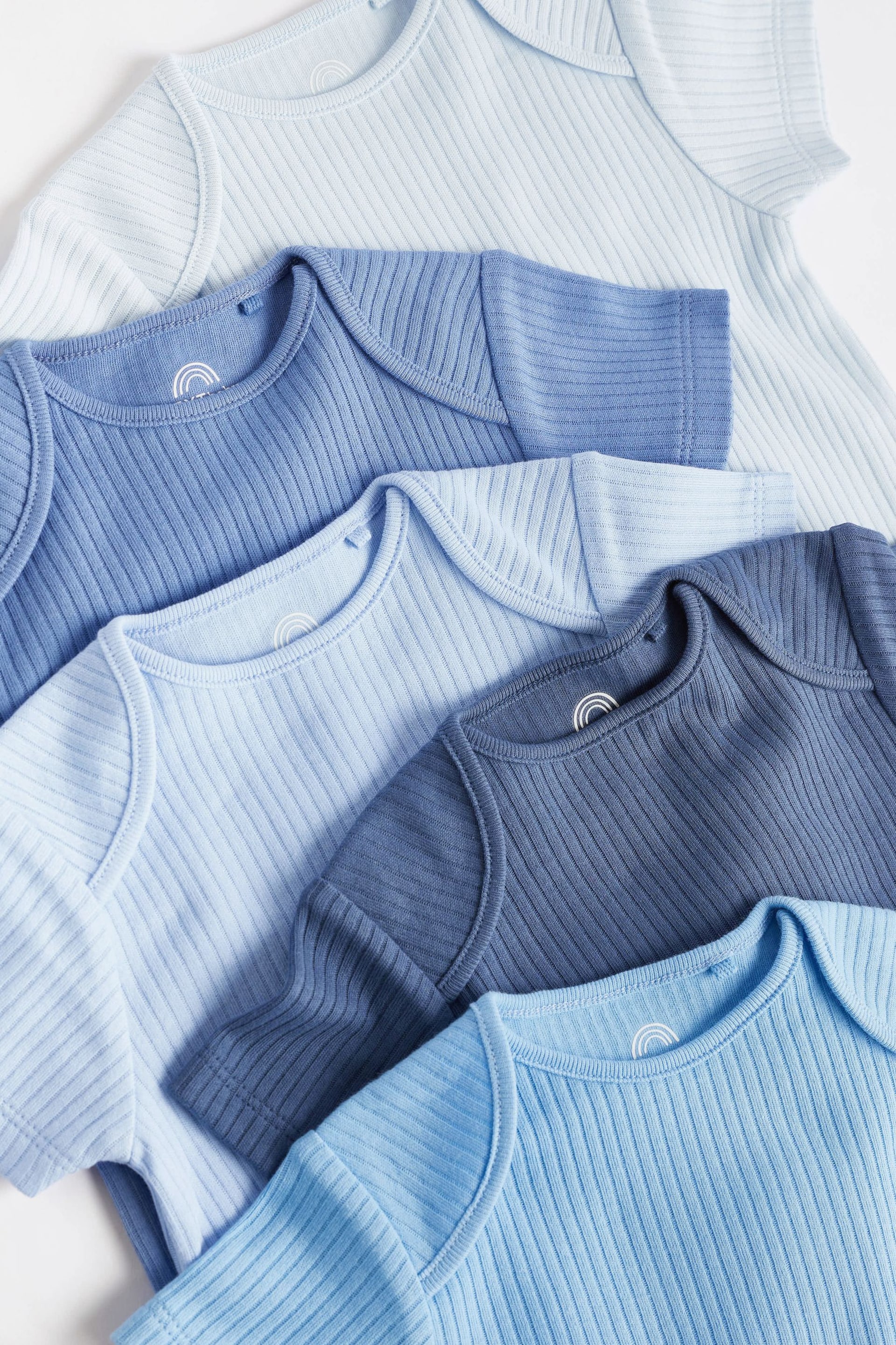Blue Plain Rib Baby Bodysuits 5 Pack - Image 4 of 6