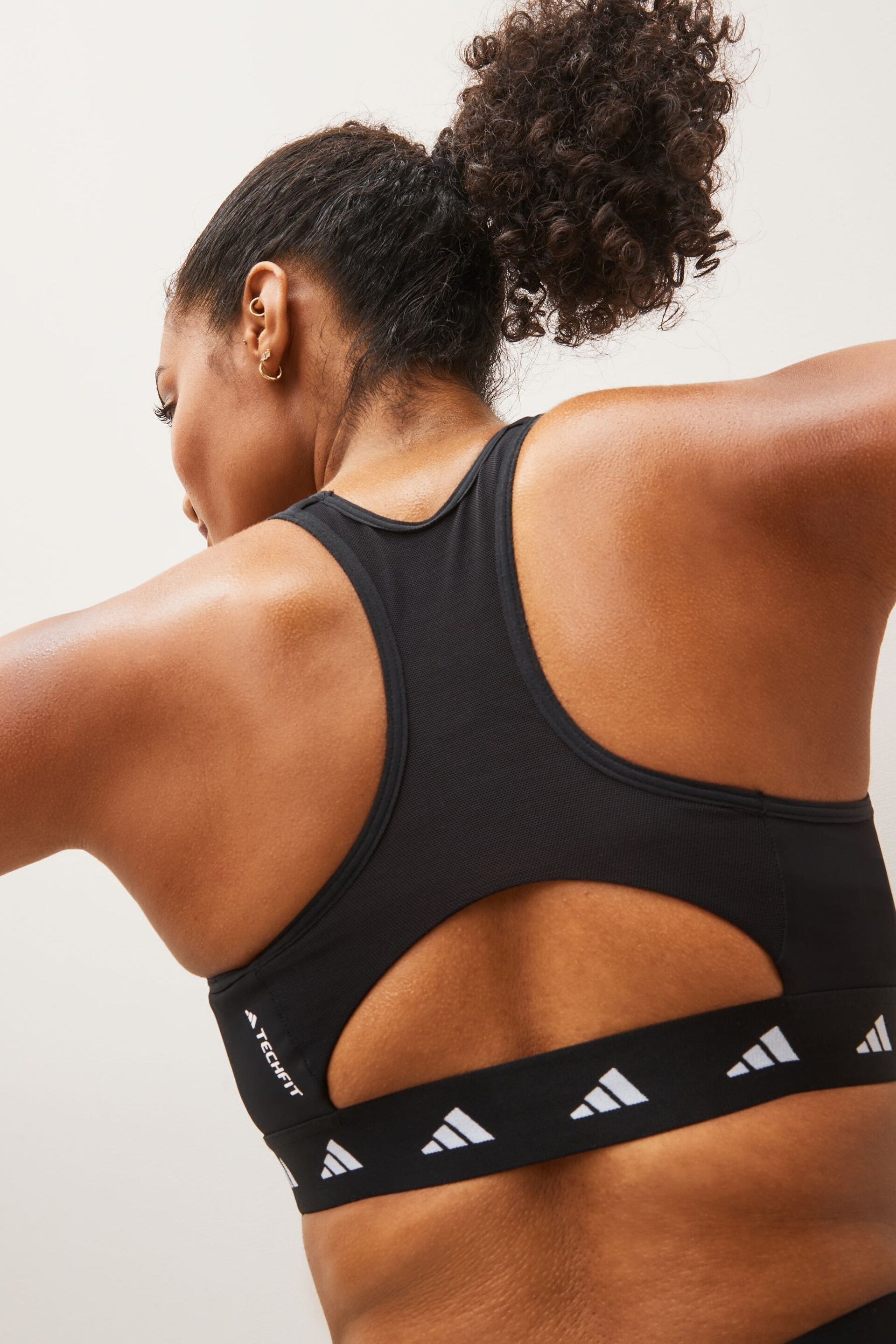 adidas Black Techfit Medium Support Bra - Image 2 of 6