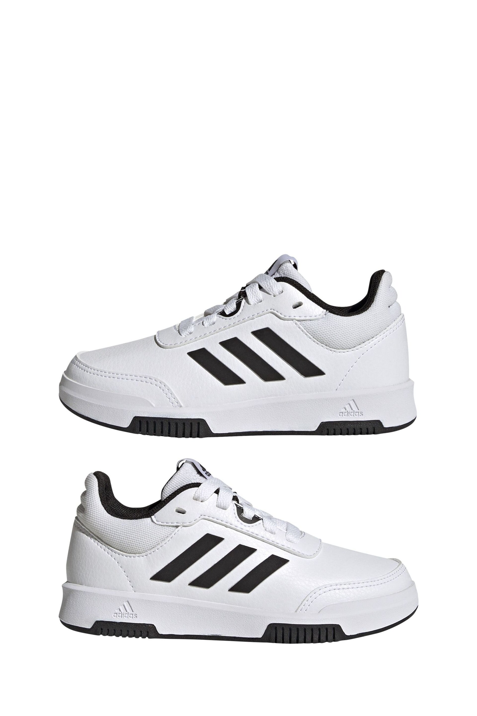 adidas White/Black Tensaur Sport Training Lace Shoes - Image 5 of 8