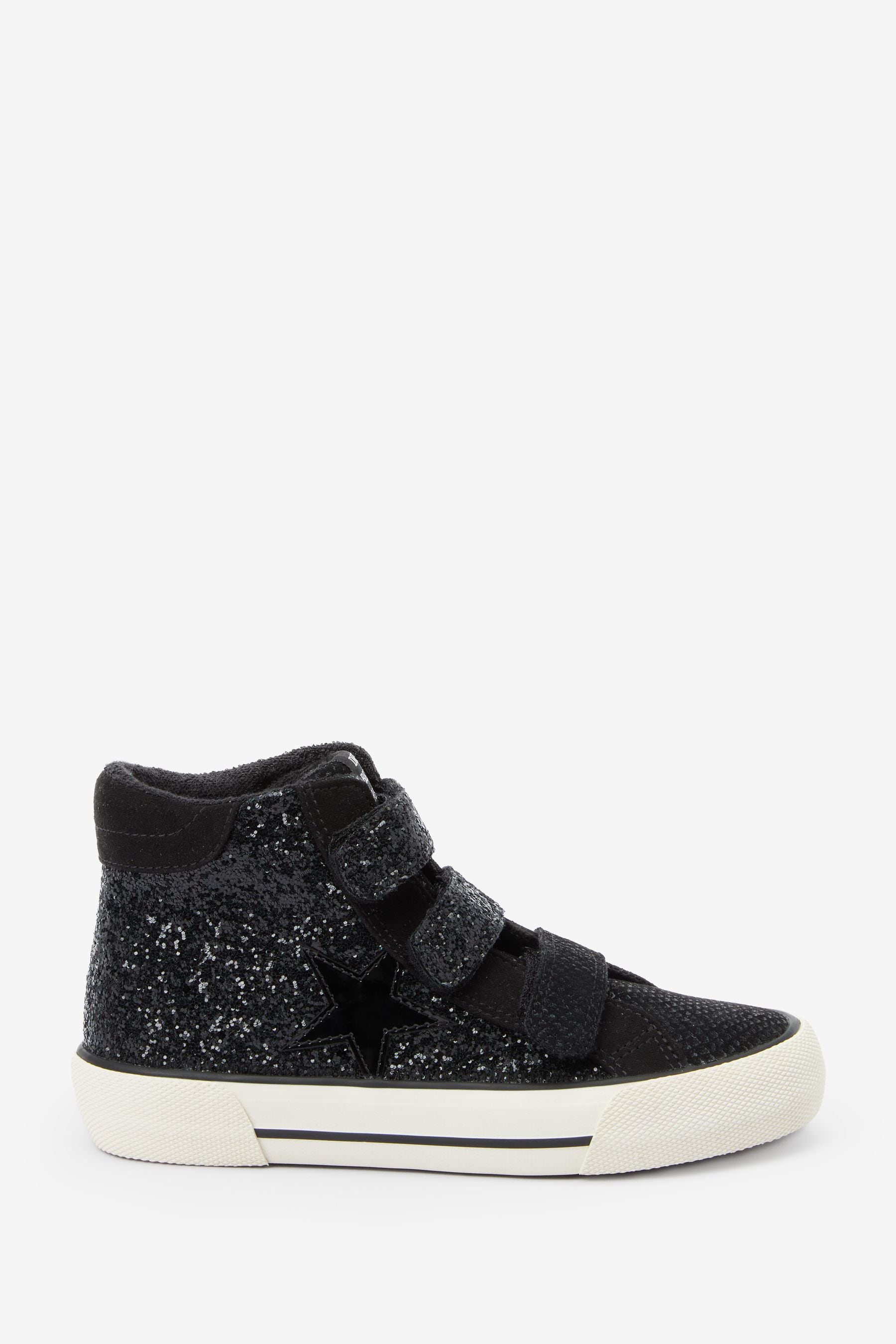 Buy Black Wide Fit G Glitter Touch Fastening High Top Trainers from Next Luxembourg