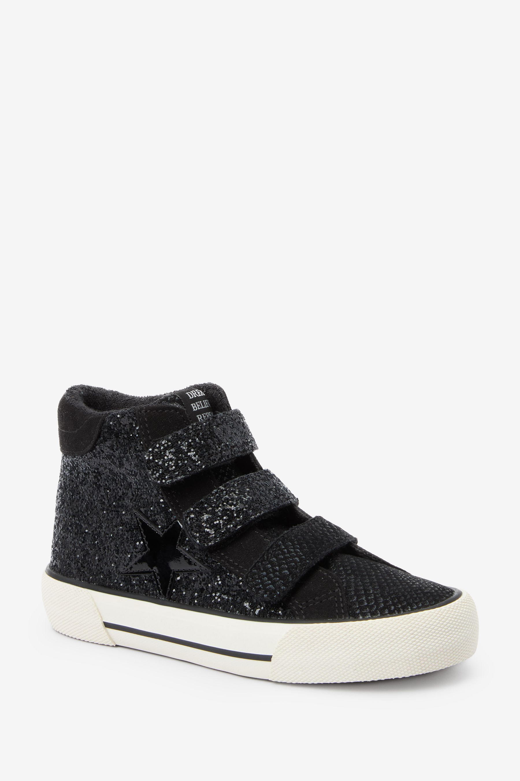 Buy Black Wide Fit G Glitter Touch Fastening High Top Trainers from Next Poland
