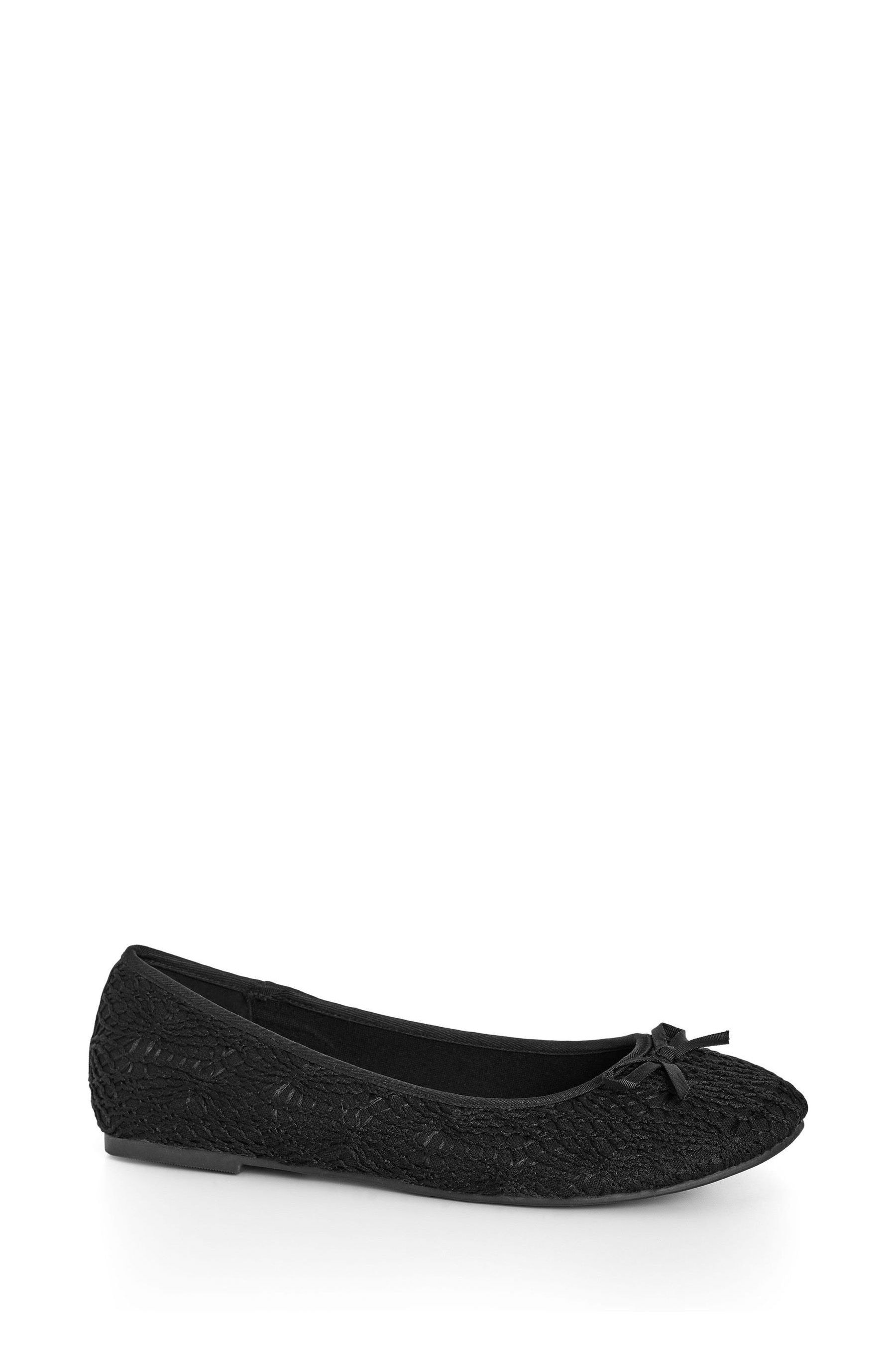 Buy Evans Black Extra Wide Fit Crochet Ballet Flat Shoes from Next Luxembourg