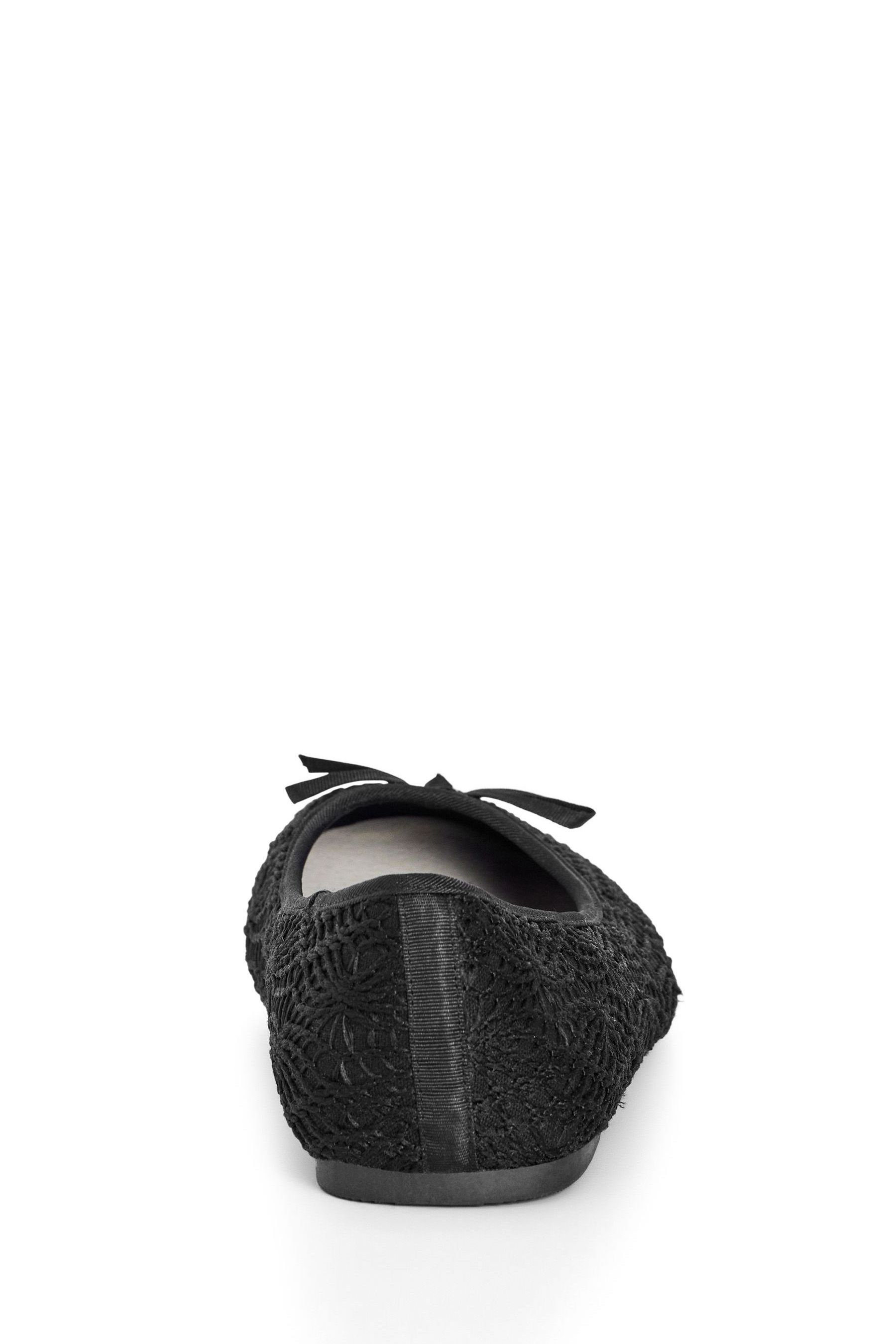 Buy Evans Black Extra Wide Fit Crochet Ballet Flat Shoes from Next Luxembourg