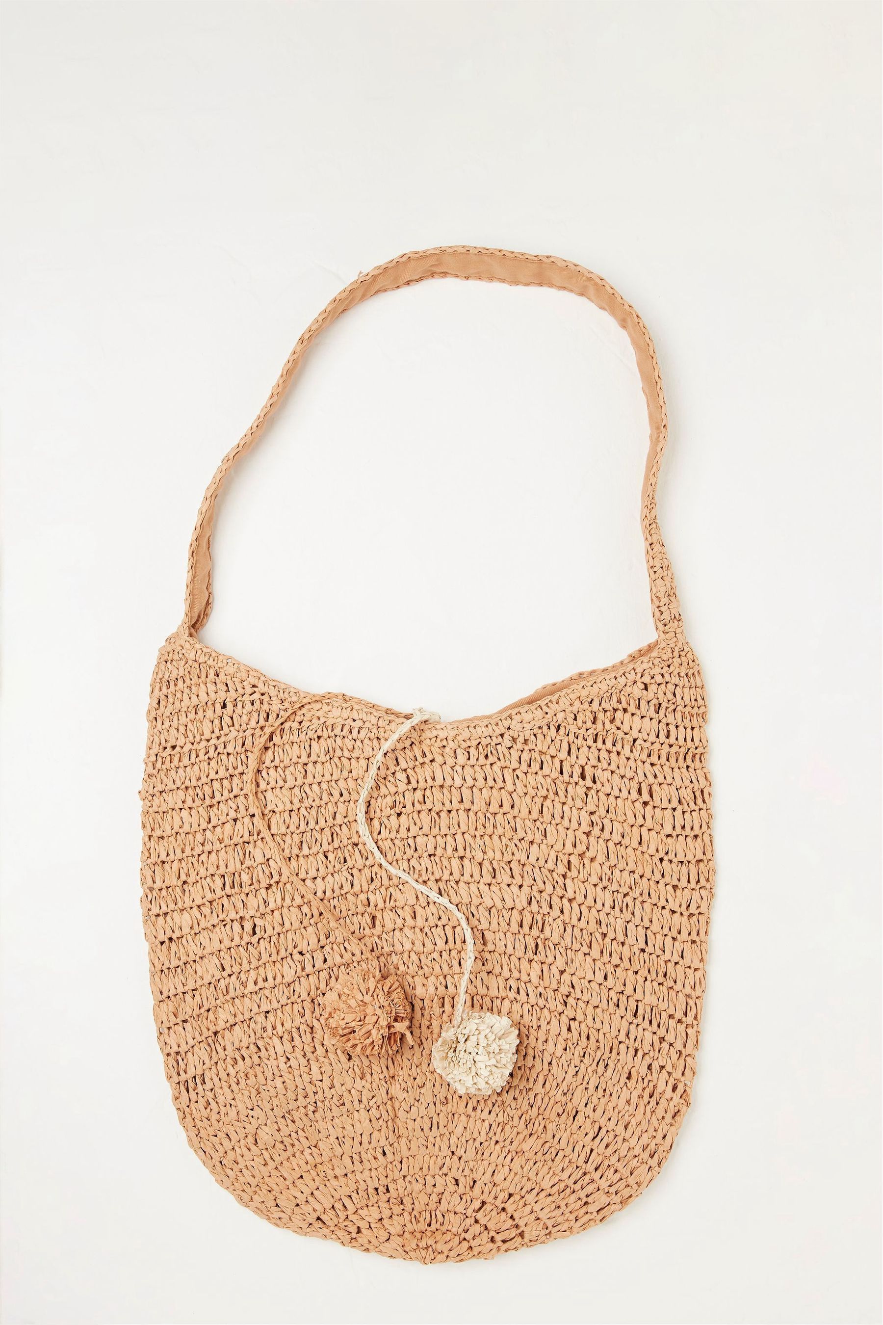 Buy FatFace Natural Rosalie Straw Pom Pom Bag from Next Luxembourg