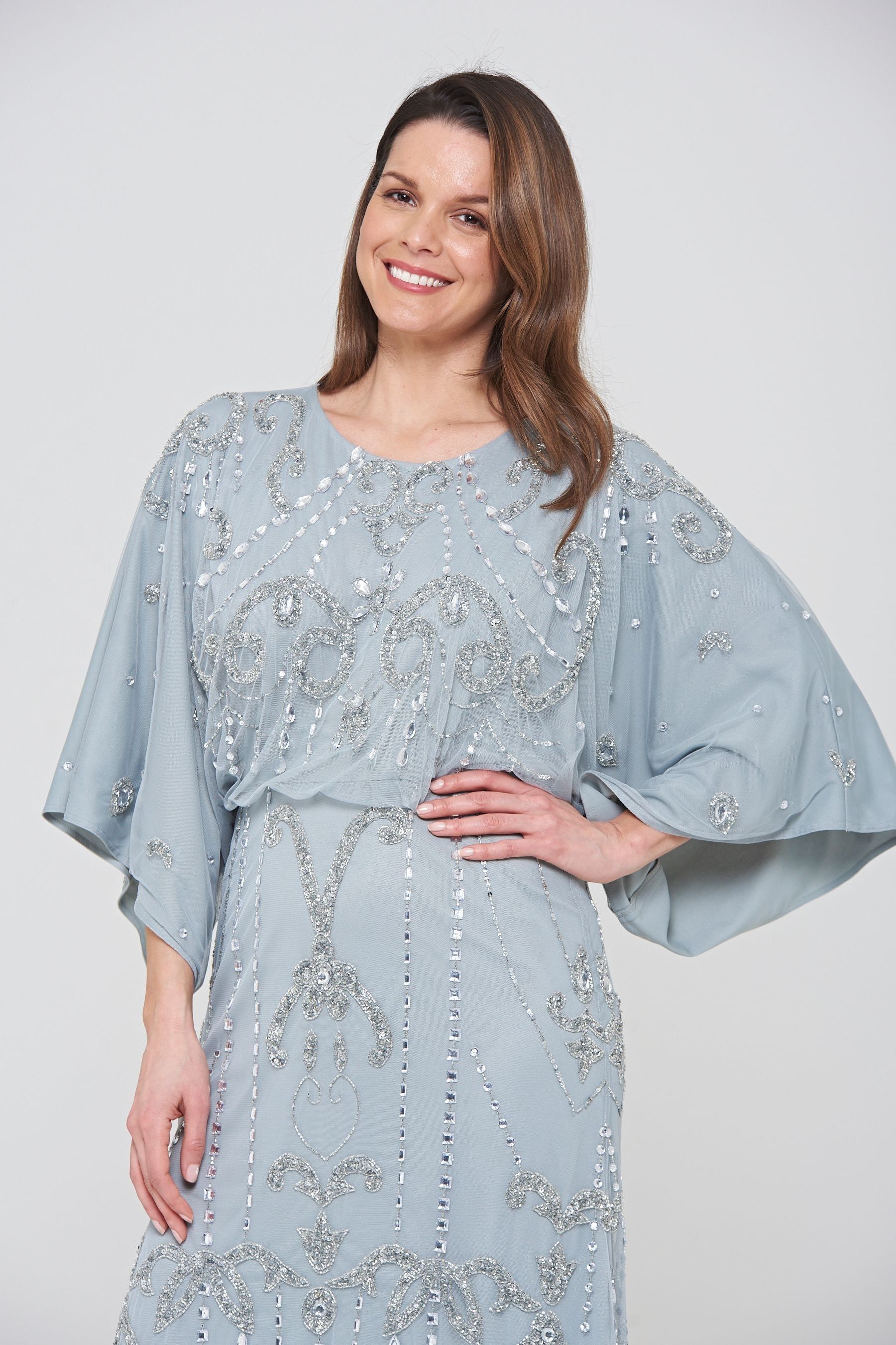 Grey embellished maxi dress outlet