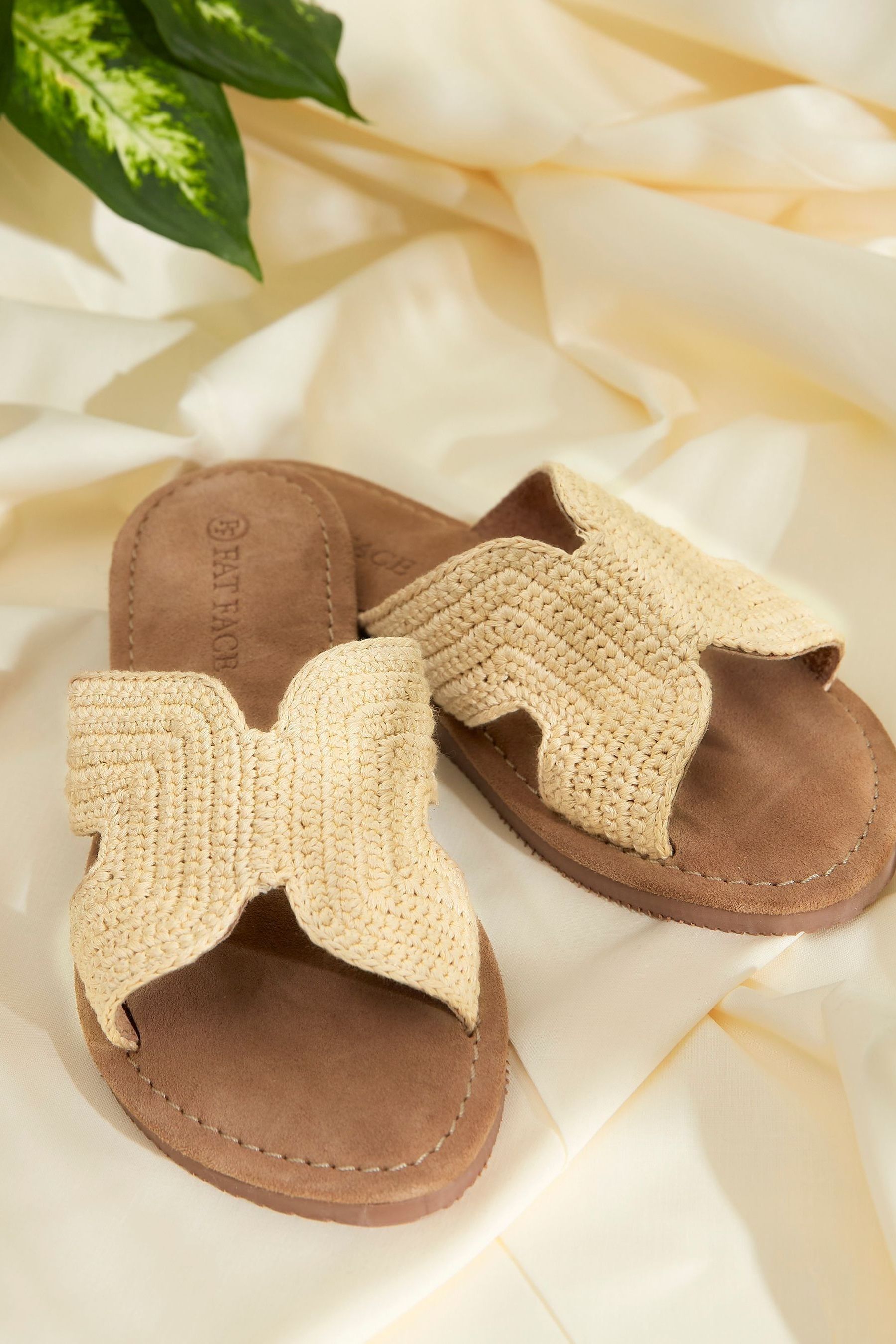 Buy FatFace Natural Larissa Crochet Sandals from Next Denmark