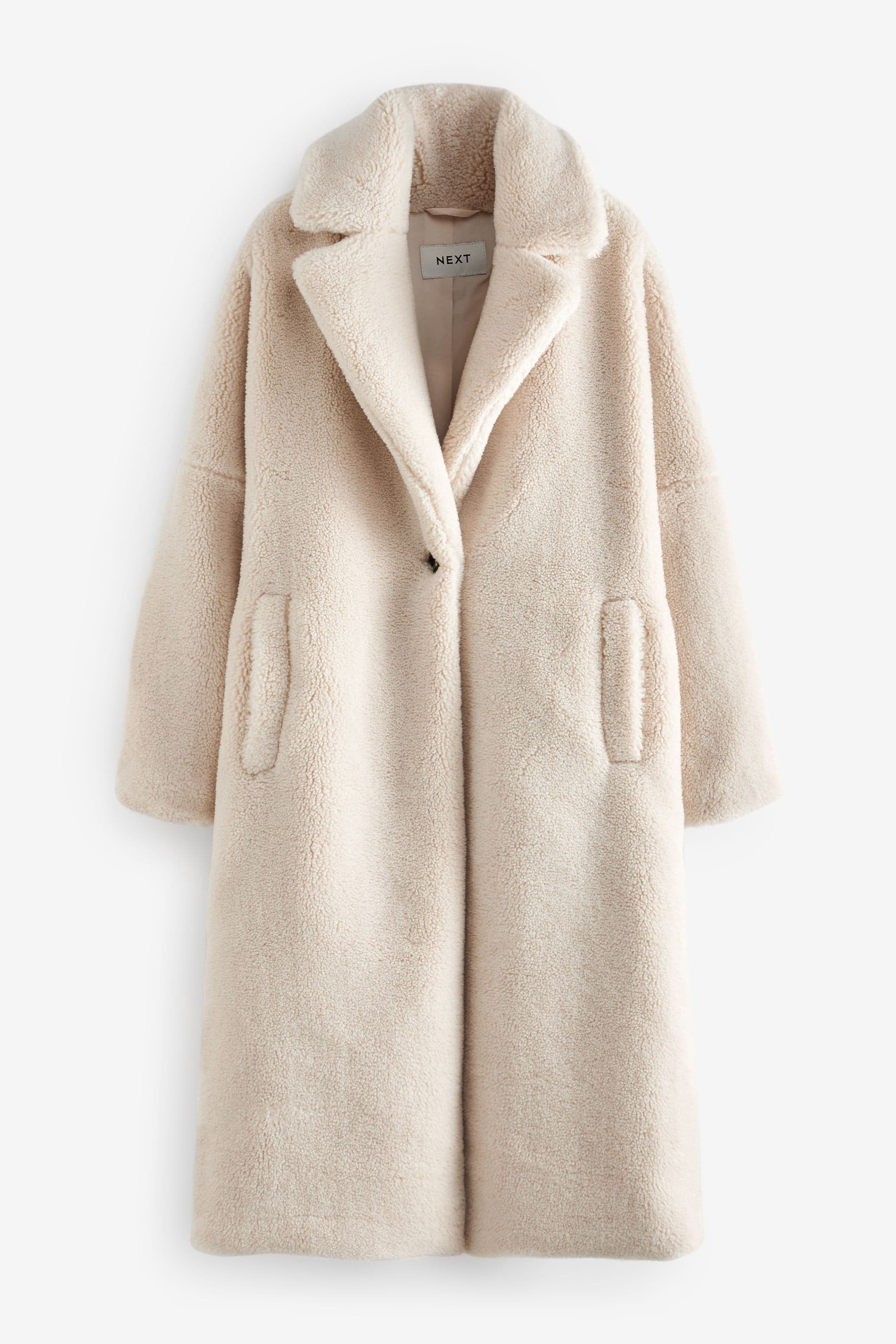 Long cream borg coat discount