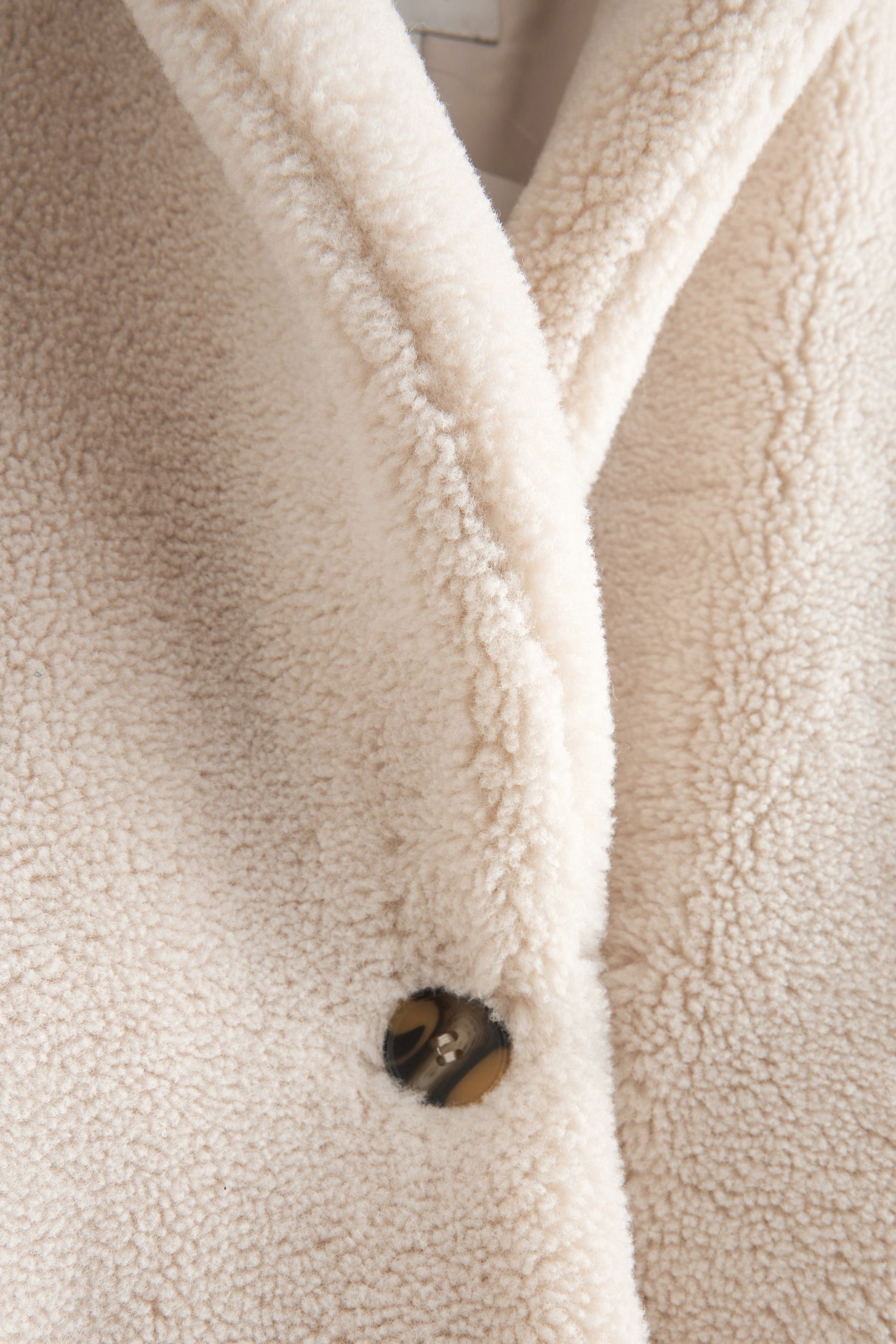 Buy Ecru Cream Teddy Borg Long Coat from Next Luxembourg