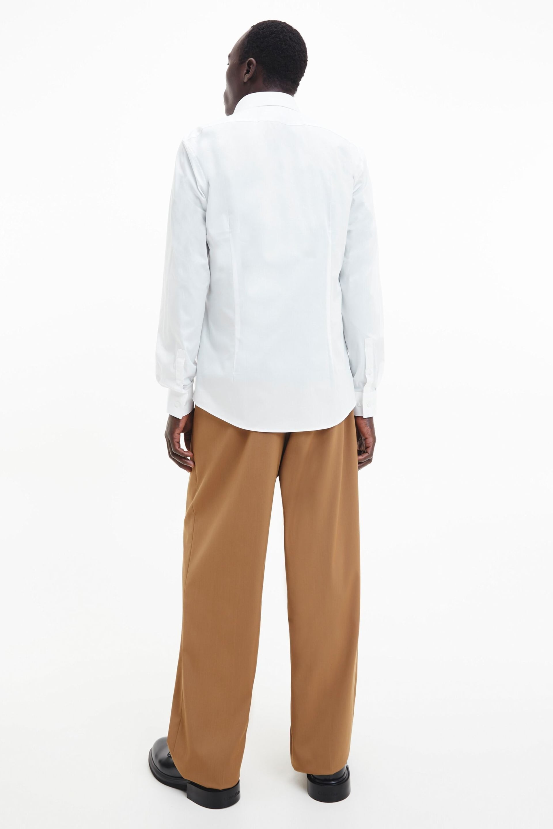 Calvin Klein White Slim Fit Poplin Stretch Shirt - Image 2 of 5