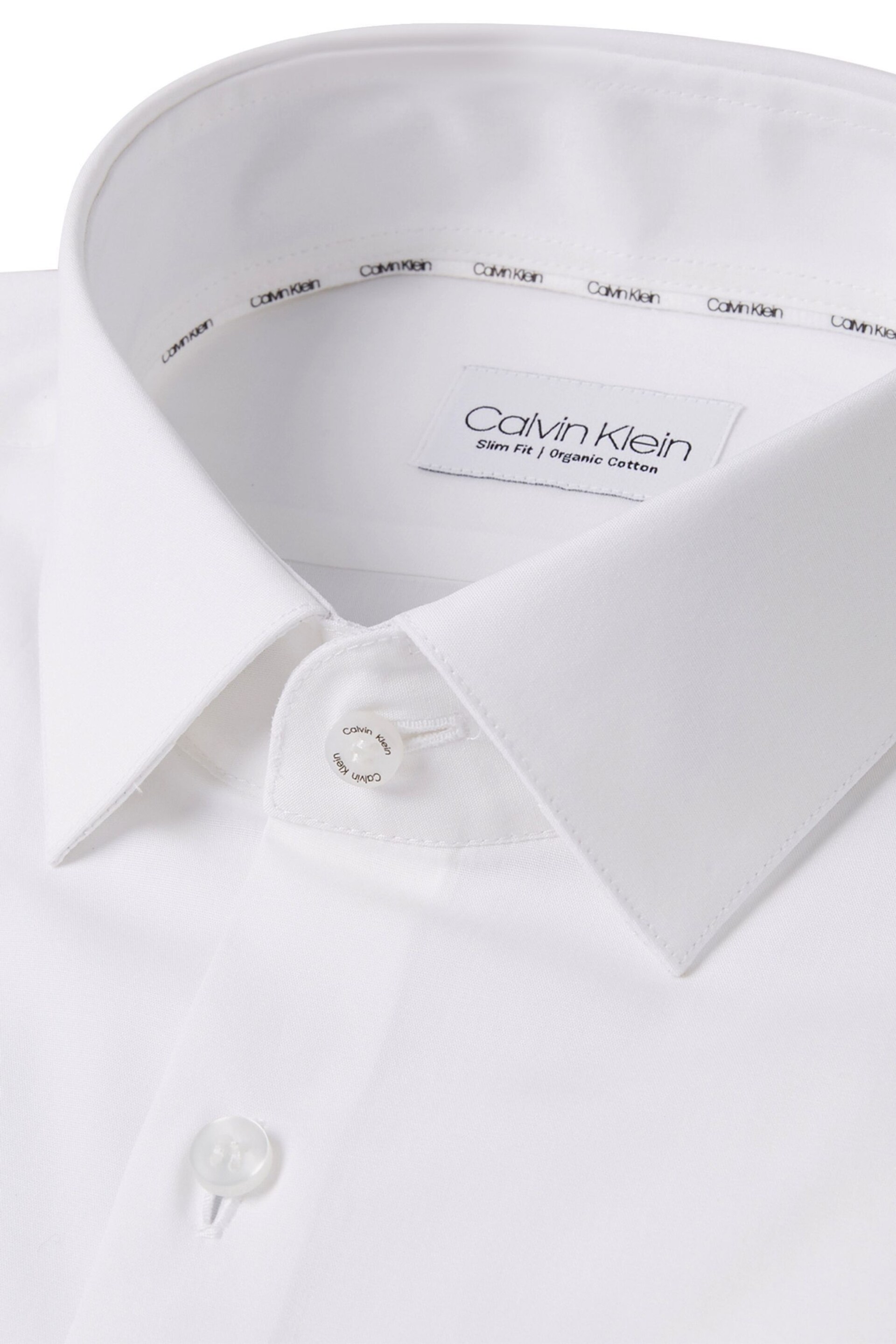 Calvin Klein White Slim Fit Poplin Stretch Shirt - Image 5 of 5
