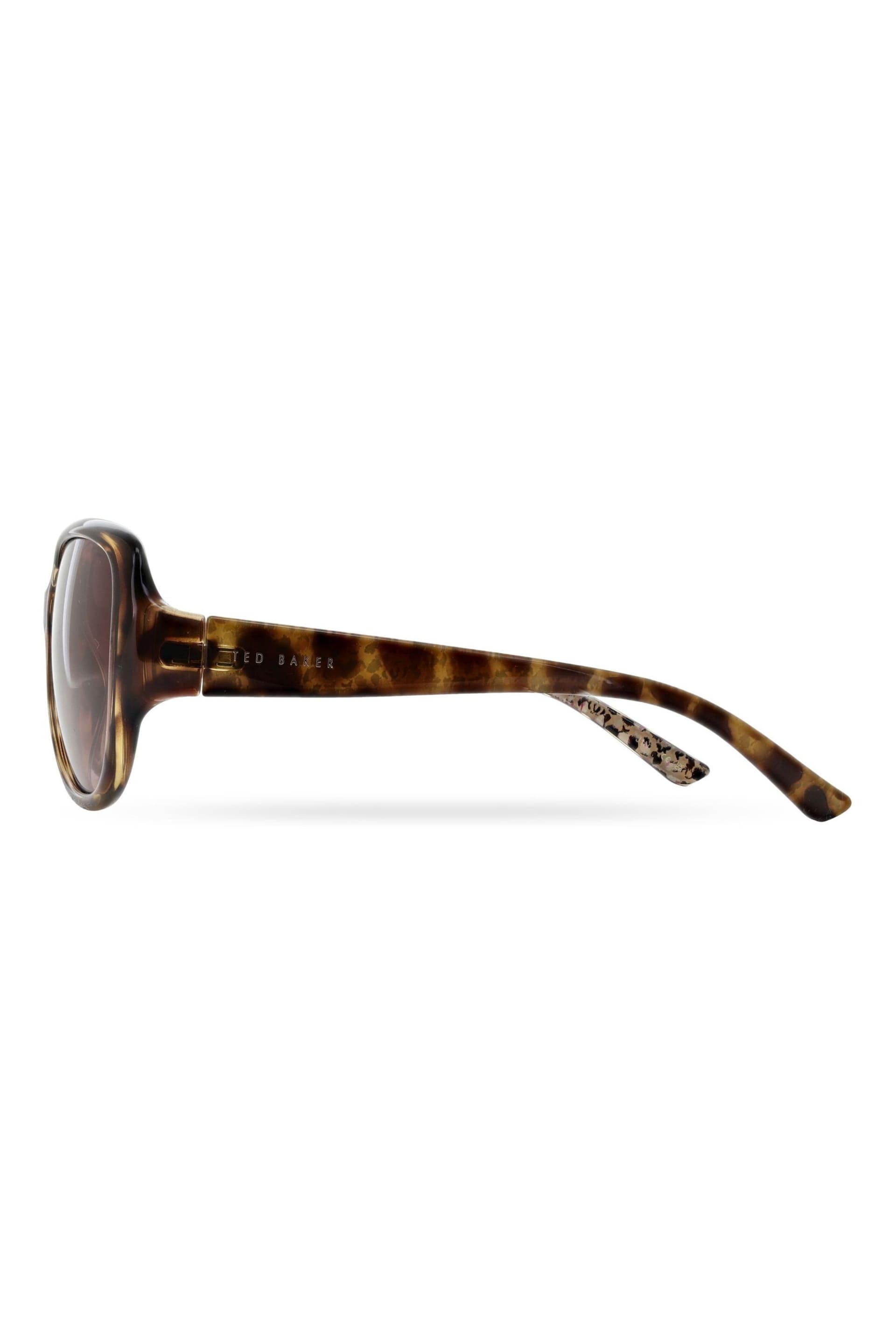 Ted Baker Brown Womens Oversized Fashion Sunglasses with Exclusive Floral Print on Temples - Image 3 of 5