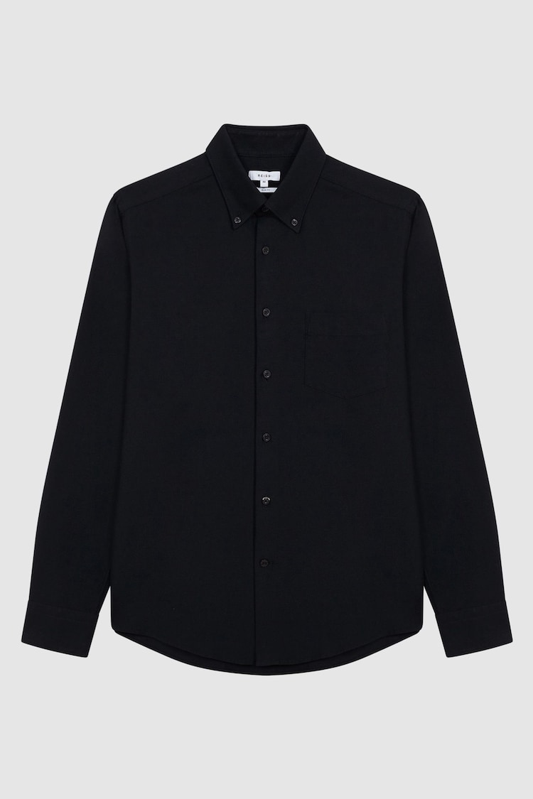 Reiss Black Greenwich Slim Fit Cotton Oxford Shirt - Image 2 of 8